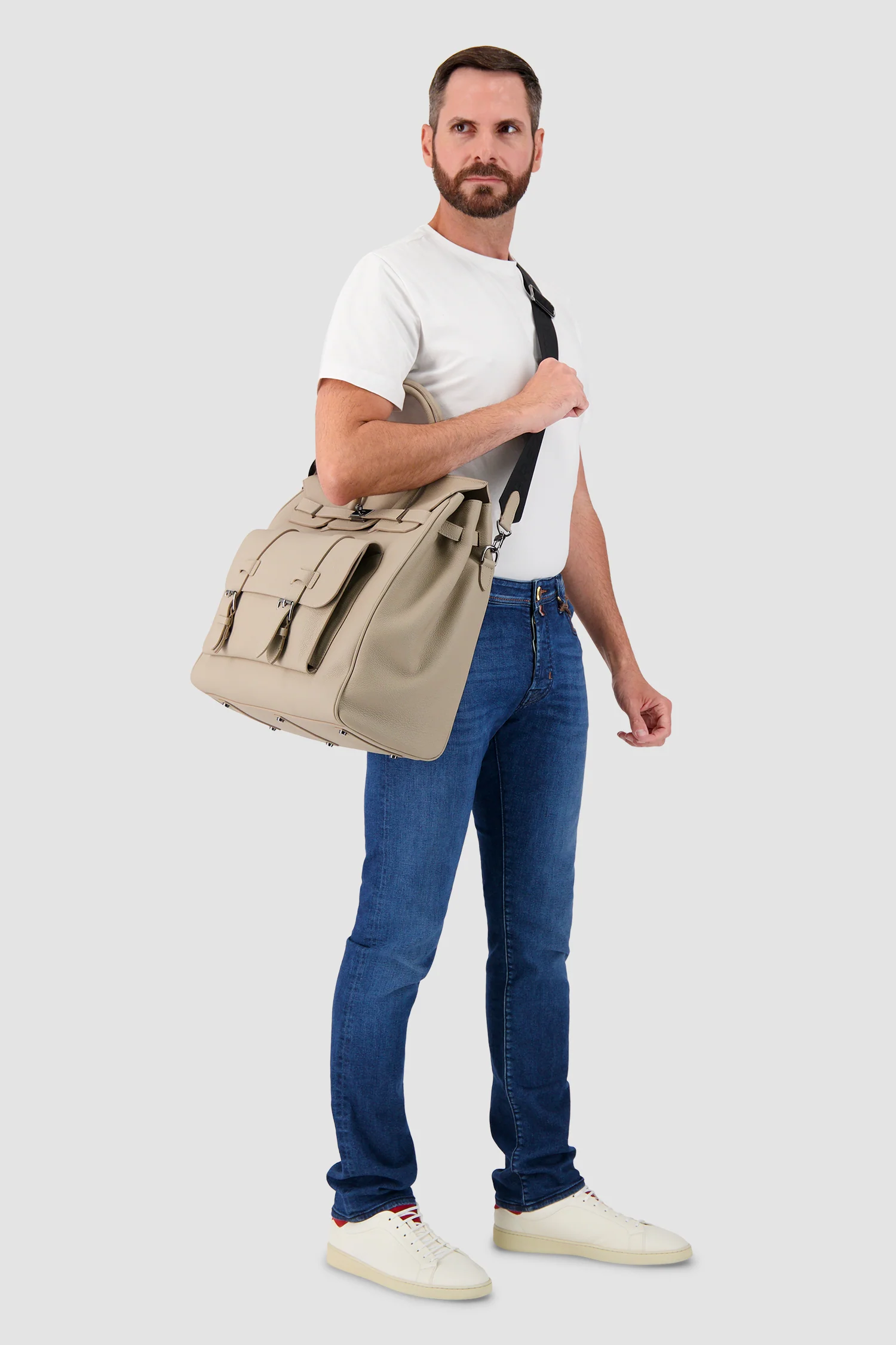Hettabretz Tan Leather Travel Bag - Image 11