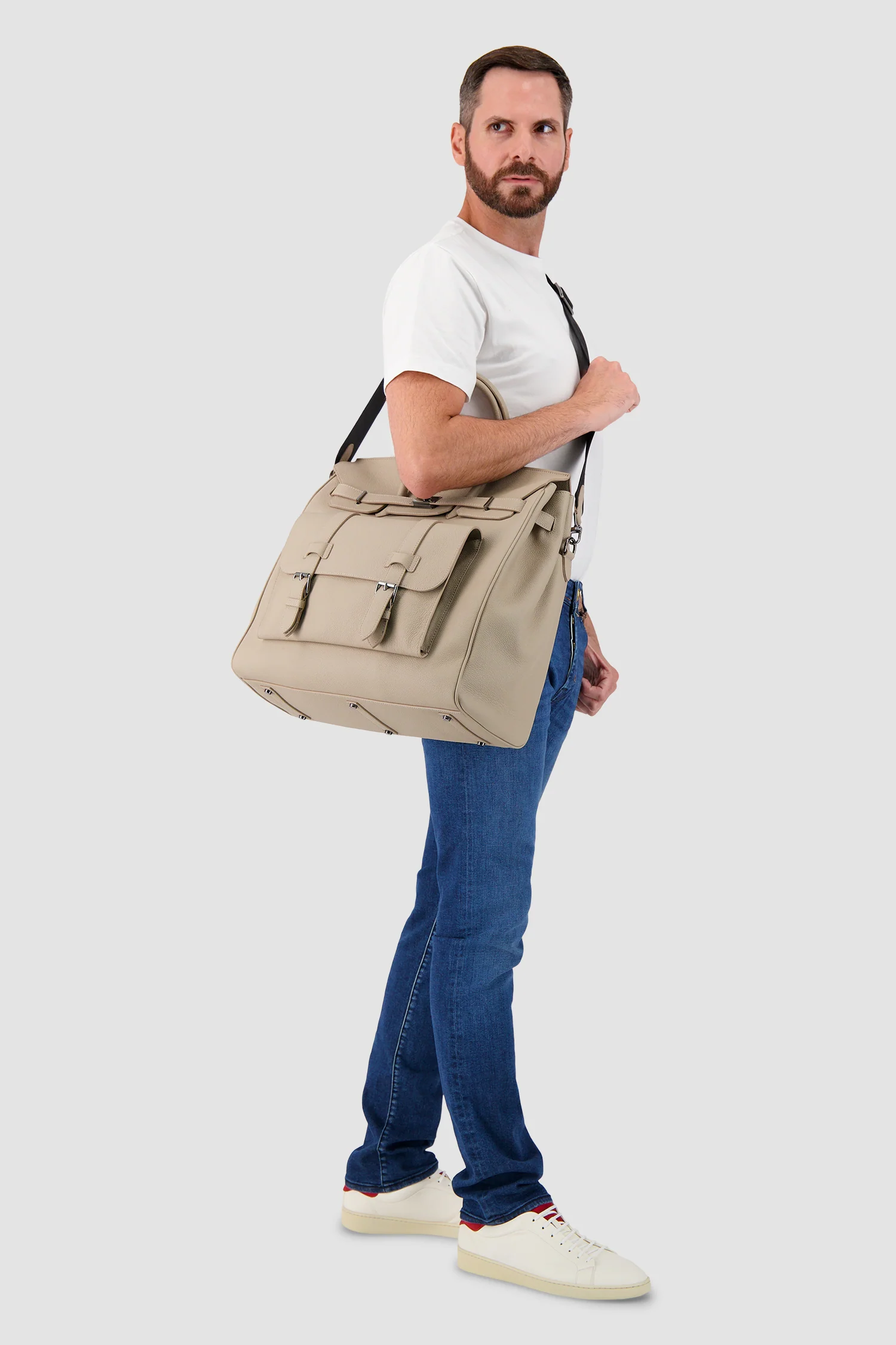 Hettabretz Tan Leather Travel Bag - Image 12