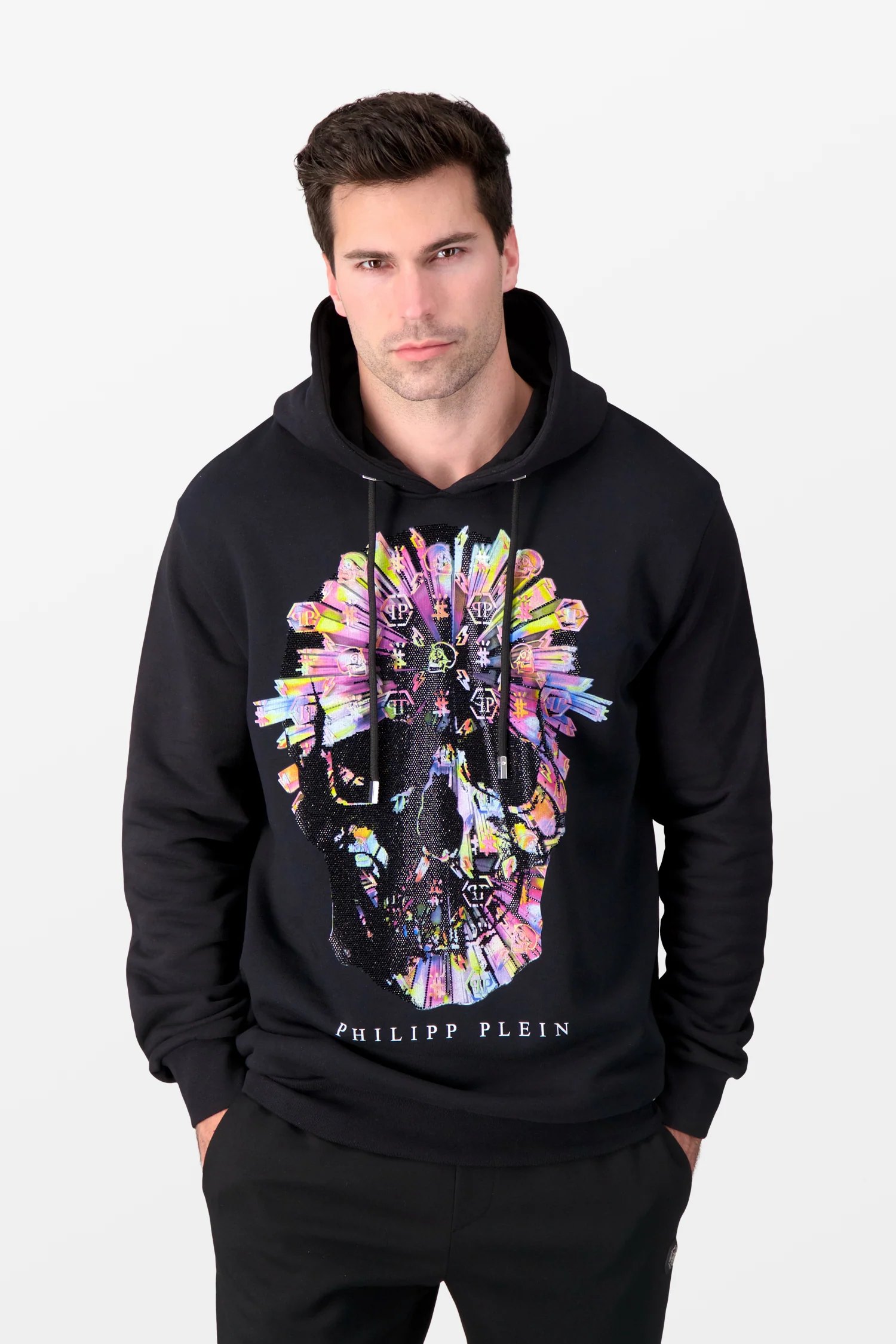 Philipp Plein Multicolor Skull Black Hoodie - Image 2
