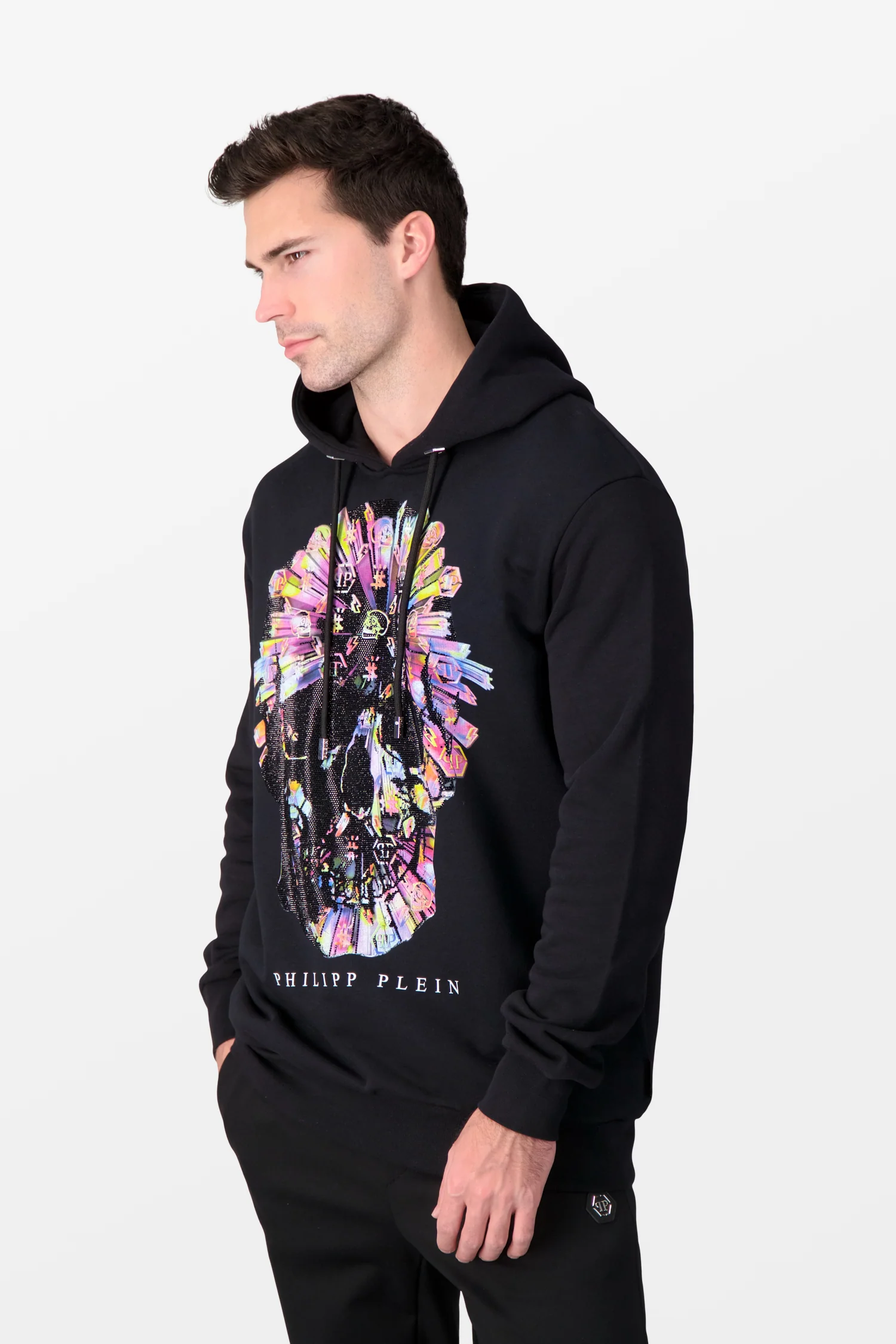 Philipp Plein Multicolor Skull Black Hoodie - Image 4