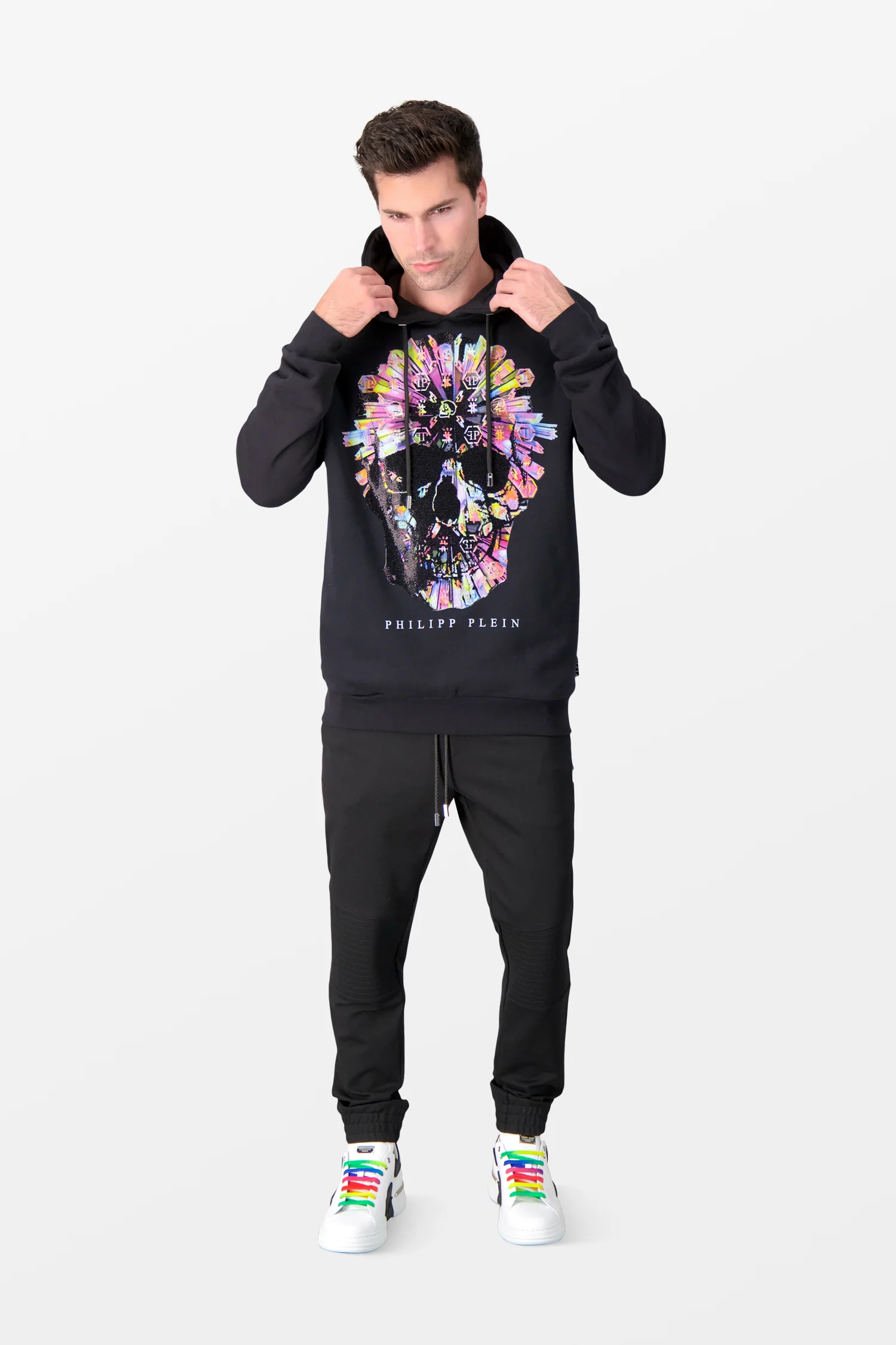 Philipp Plein Multicolor Skull Black Hoodie - Image 6