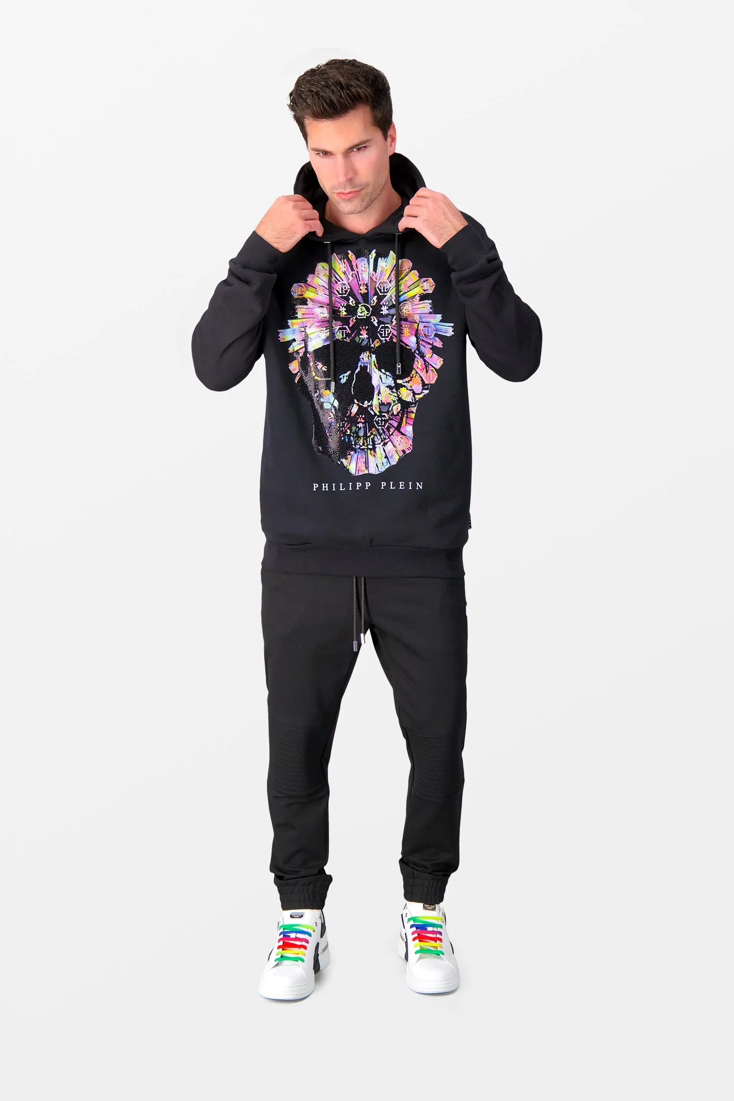 Philipp Plein Multicolor Skull Black Hoodie - Image 7