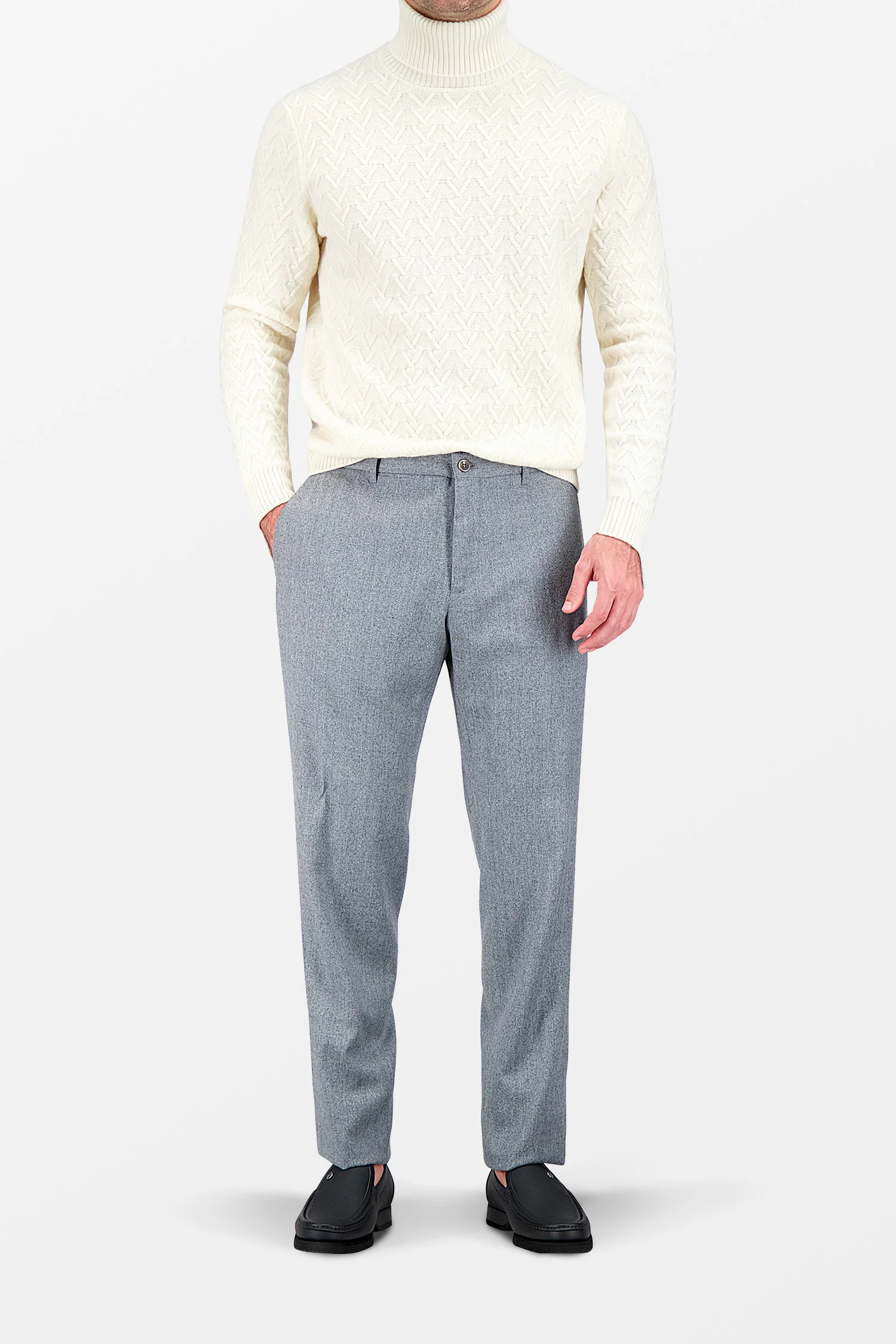 Incotex Grey Woven Trousers - Image 2