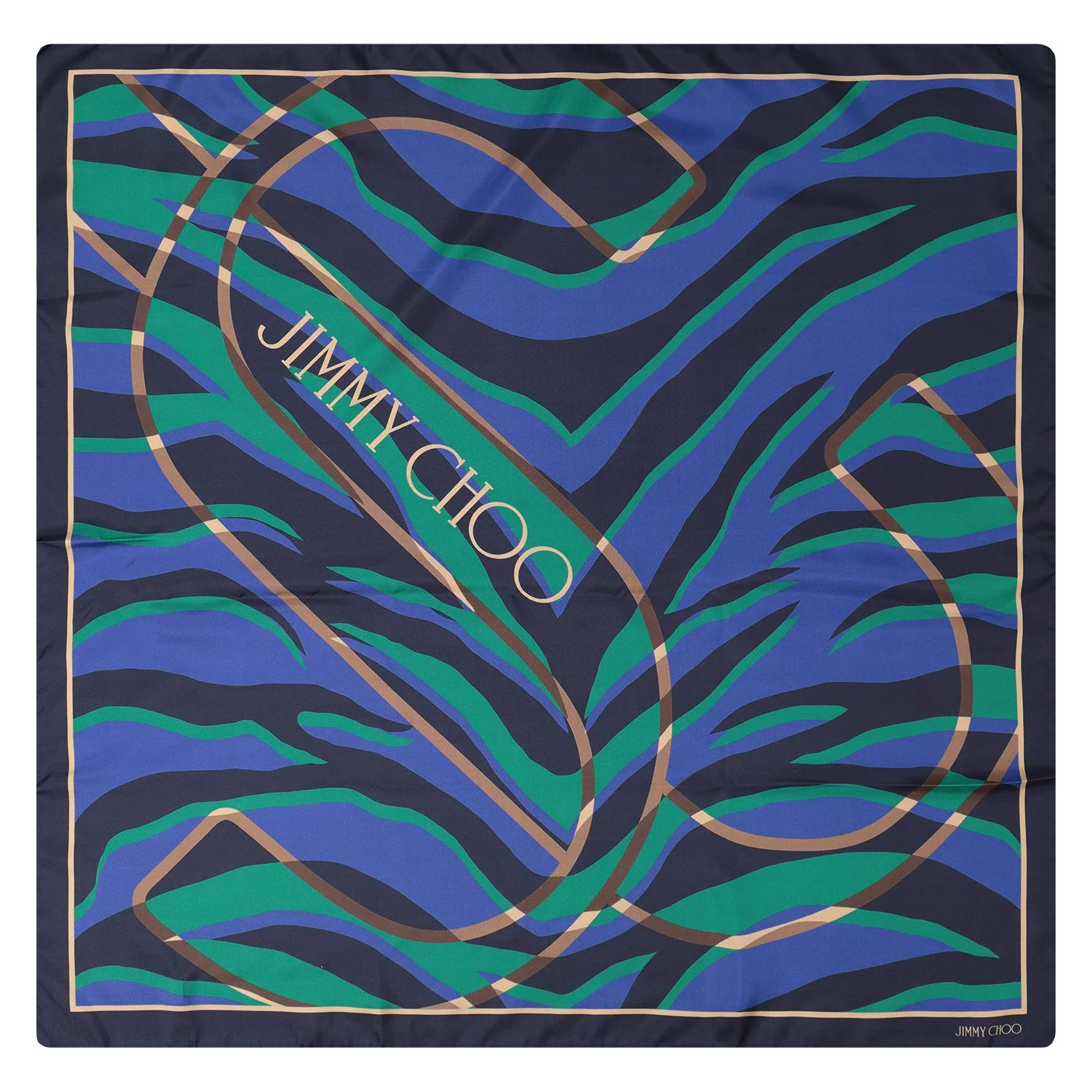 Jimmy Choo Blue Silk Foulard Scarf - Image 3