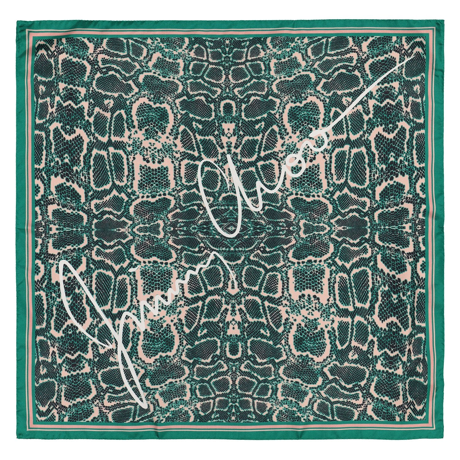 Jimmy Choo Green Silk Foulard Scarf - Image 3
