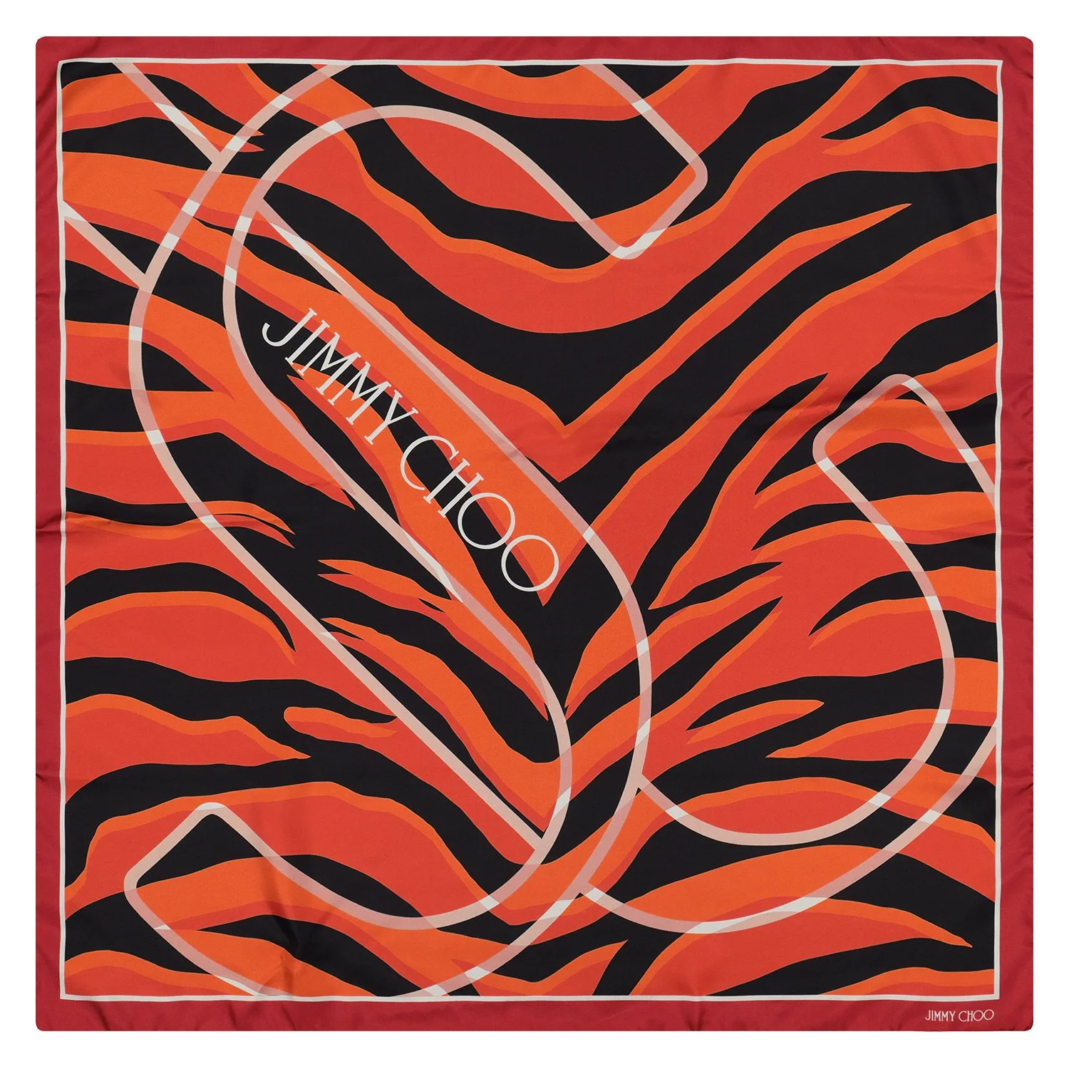Jimmy Choo Red Silk Foulard Scarf - Image 3