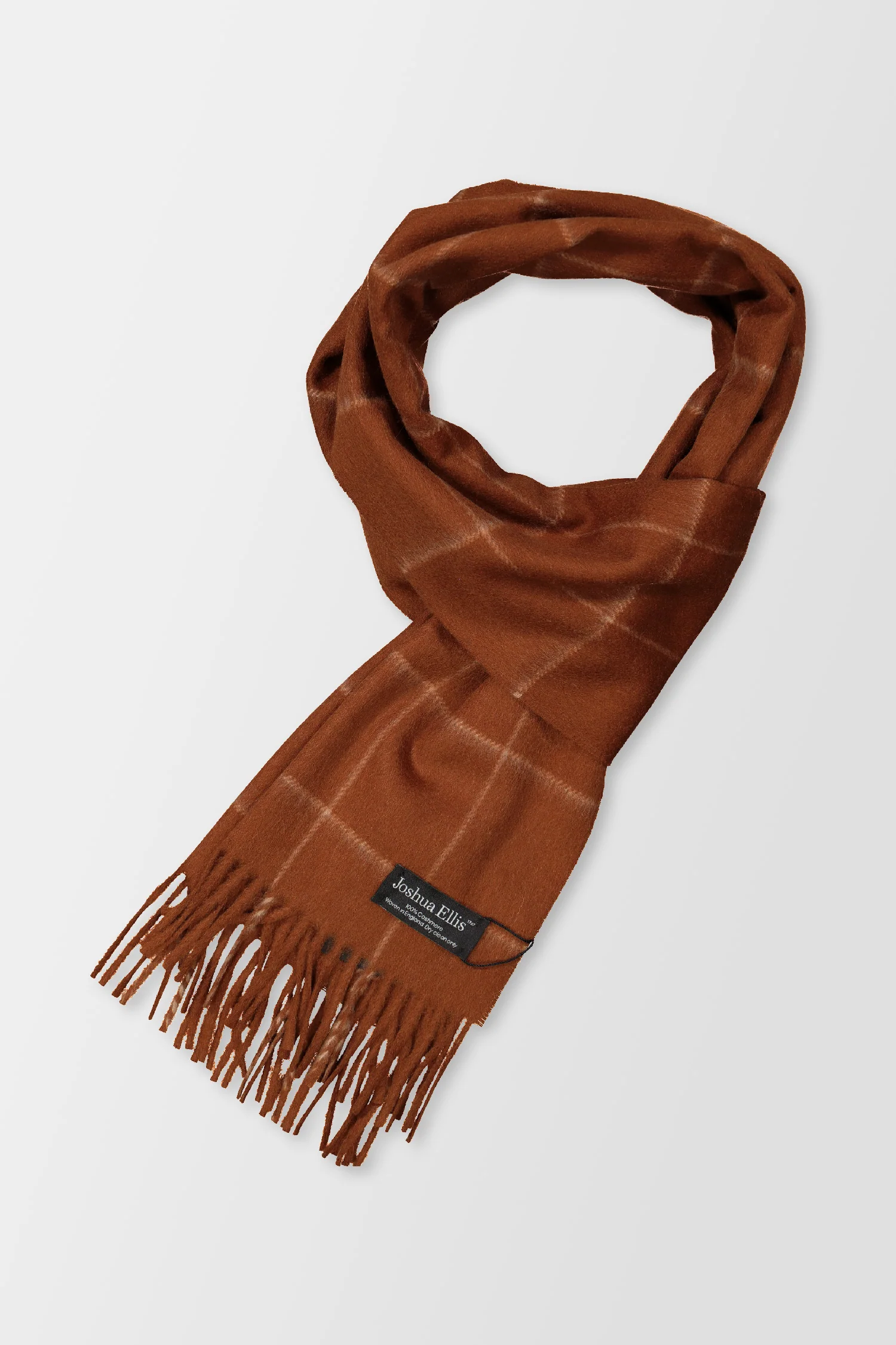 Joshua Ellis Brown Windowpane Crocket/Dark Fawn Scarf - Image 3