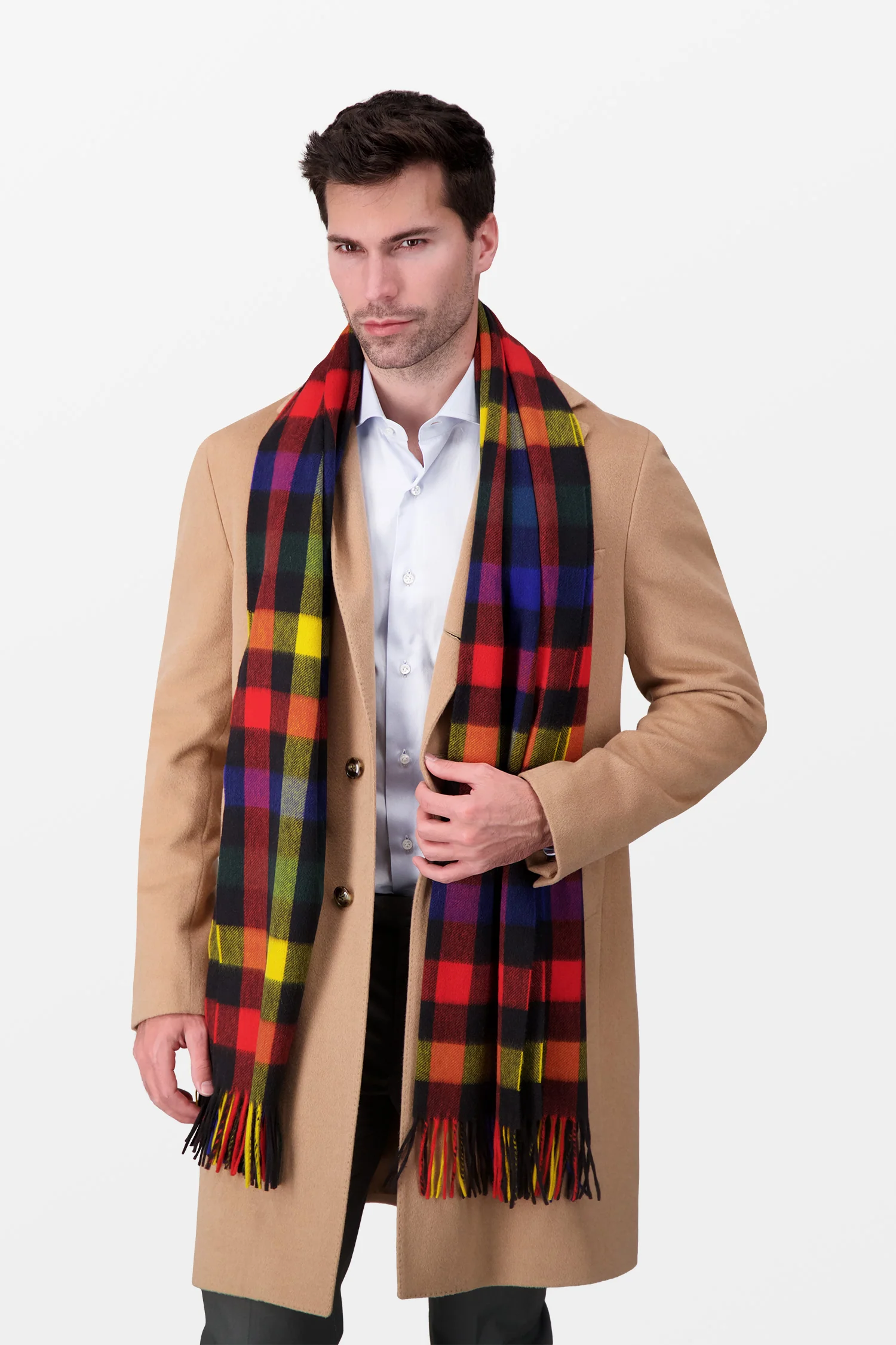 Joshua Ellis Multicolor Classic Check Ripple Scarf - Image 2