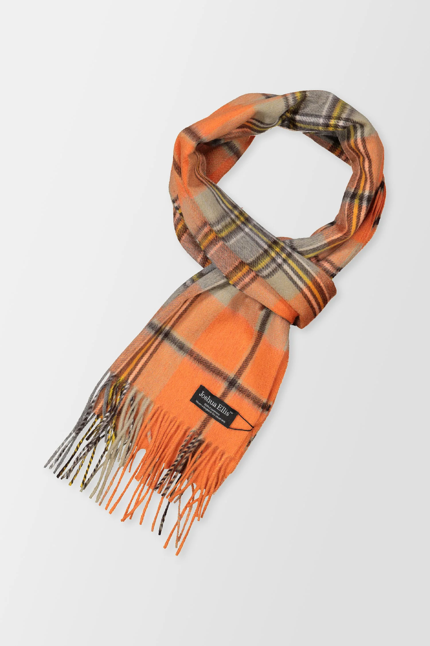 Joshua Ellis Orange Classic Tweed Scarf - Image 2