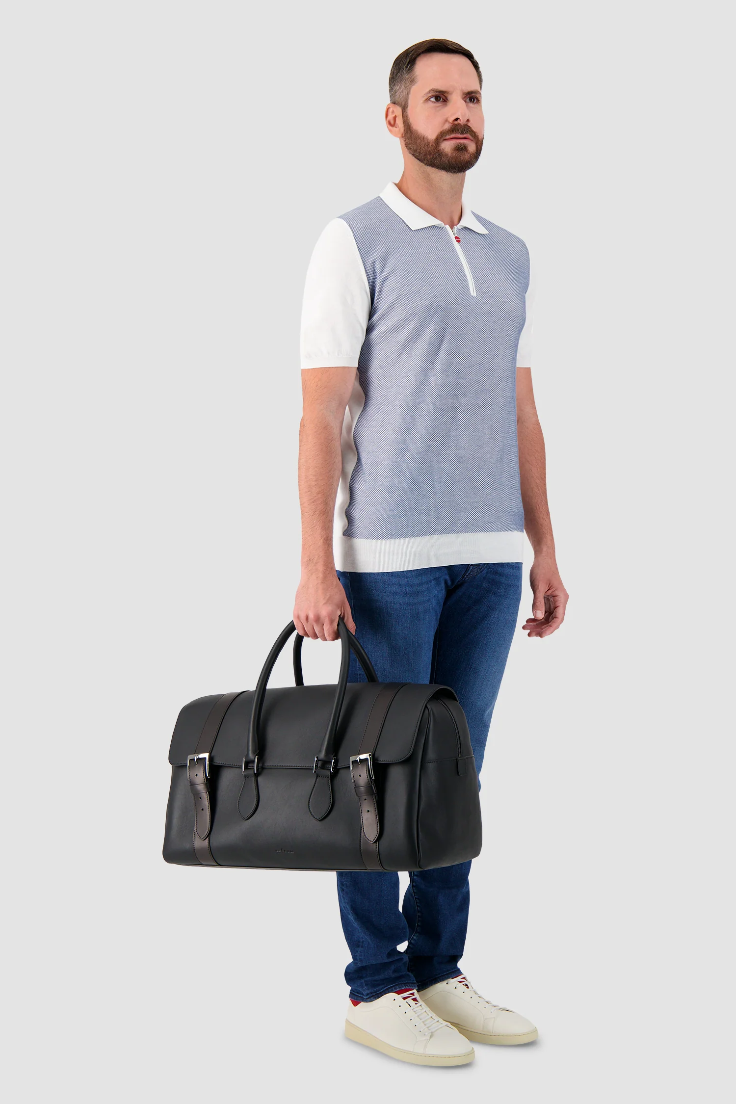 Kiton Black Calfskin Shopper Bag - Image 10