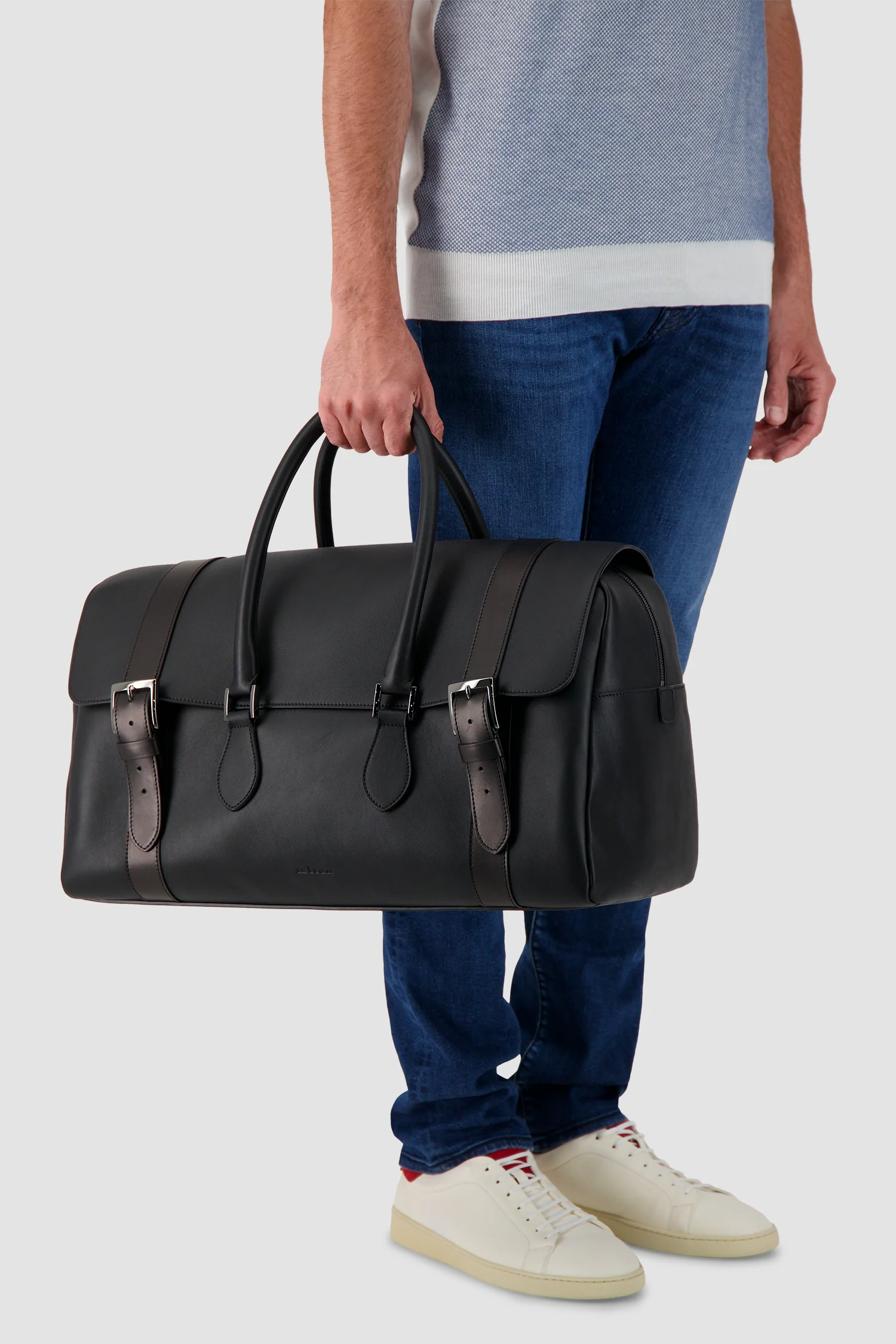 Kiton Black Calfskin Shopper Bag - Image 11