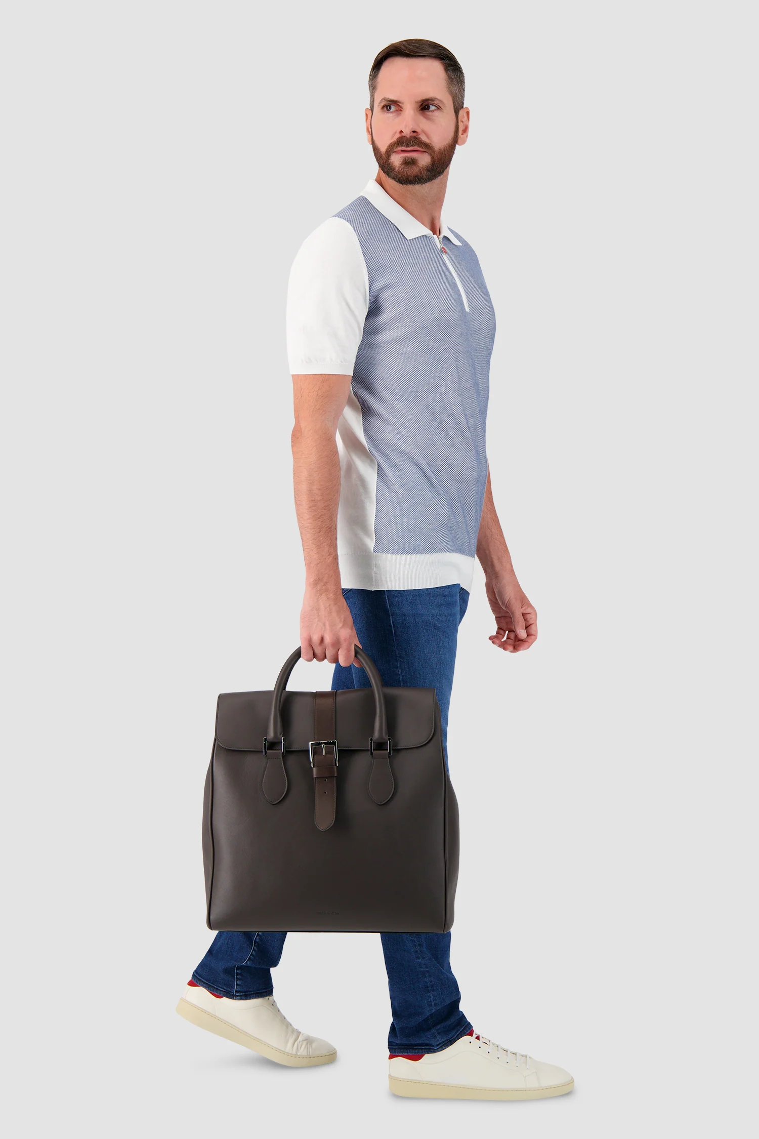 Kiton Brown Calfskin Shopper Bag - Image 5