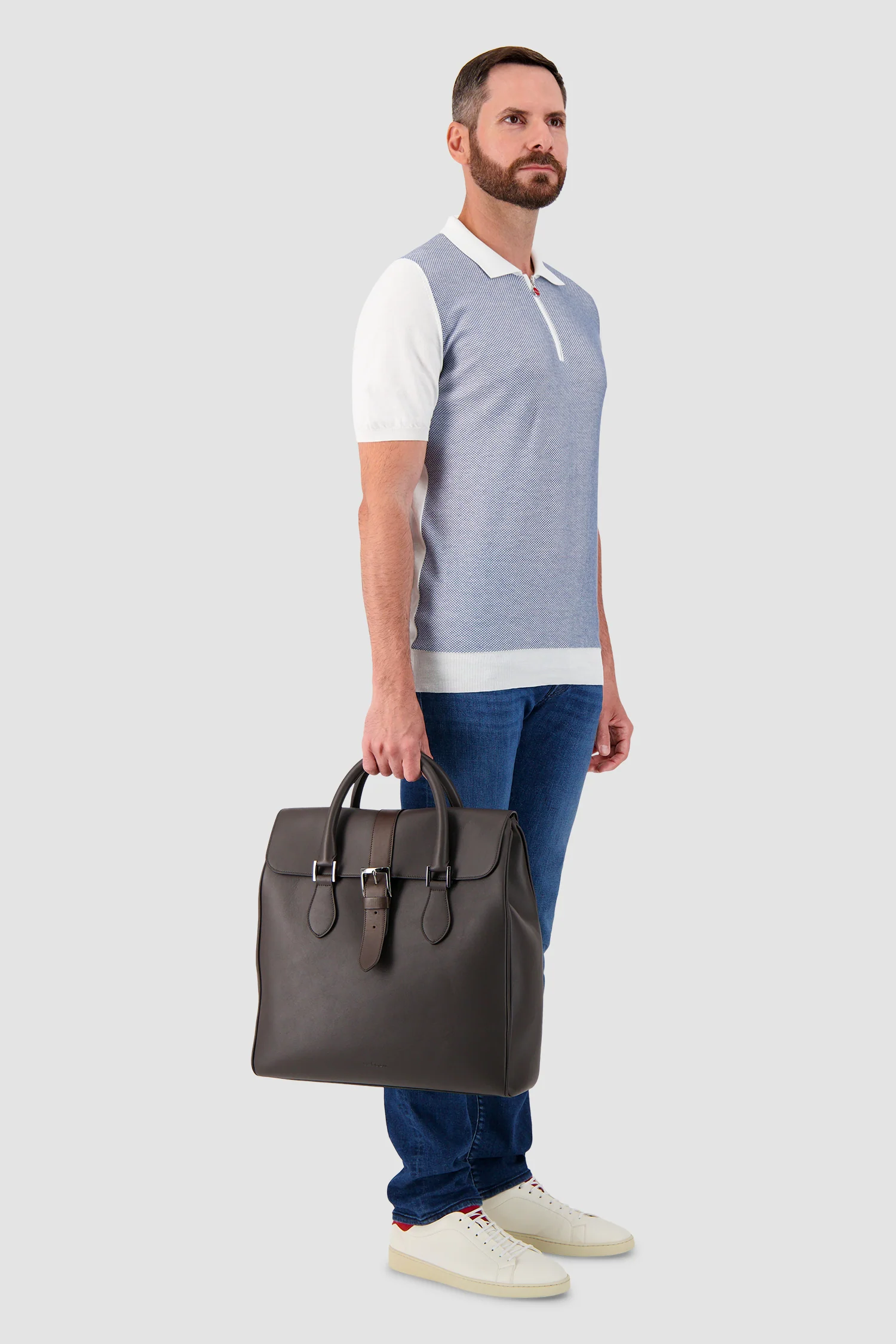 Kiton Brown Calfskin Shopper Bag - Image 6