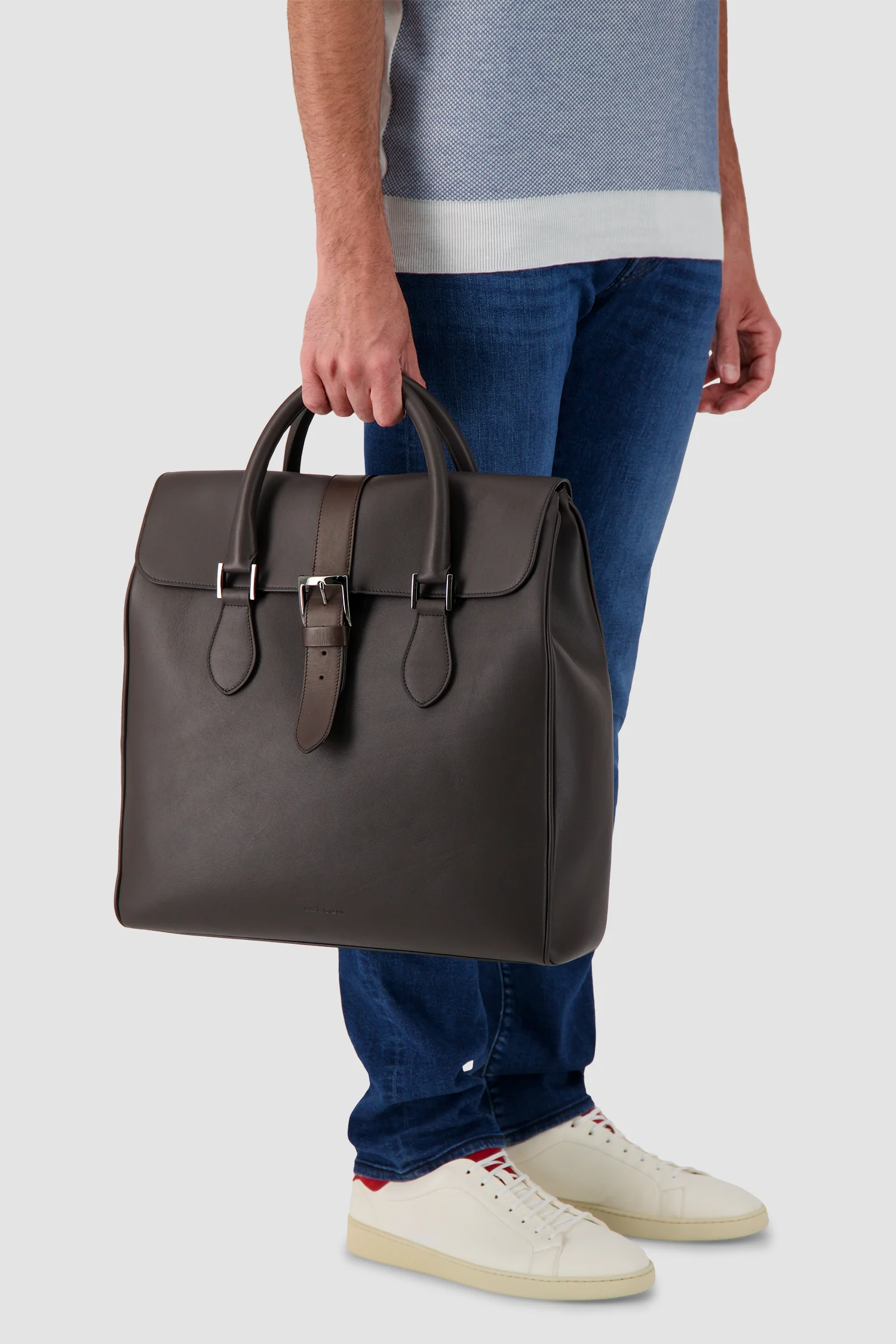 Kiton Brown Calfskin Shopper Bag - Image 7