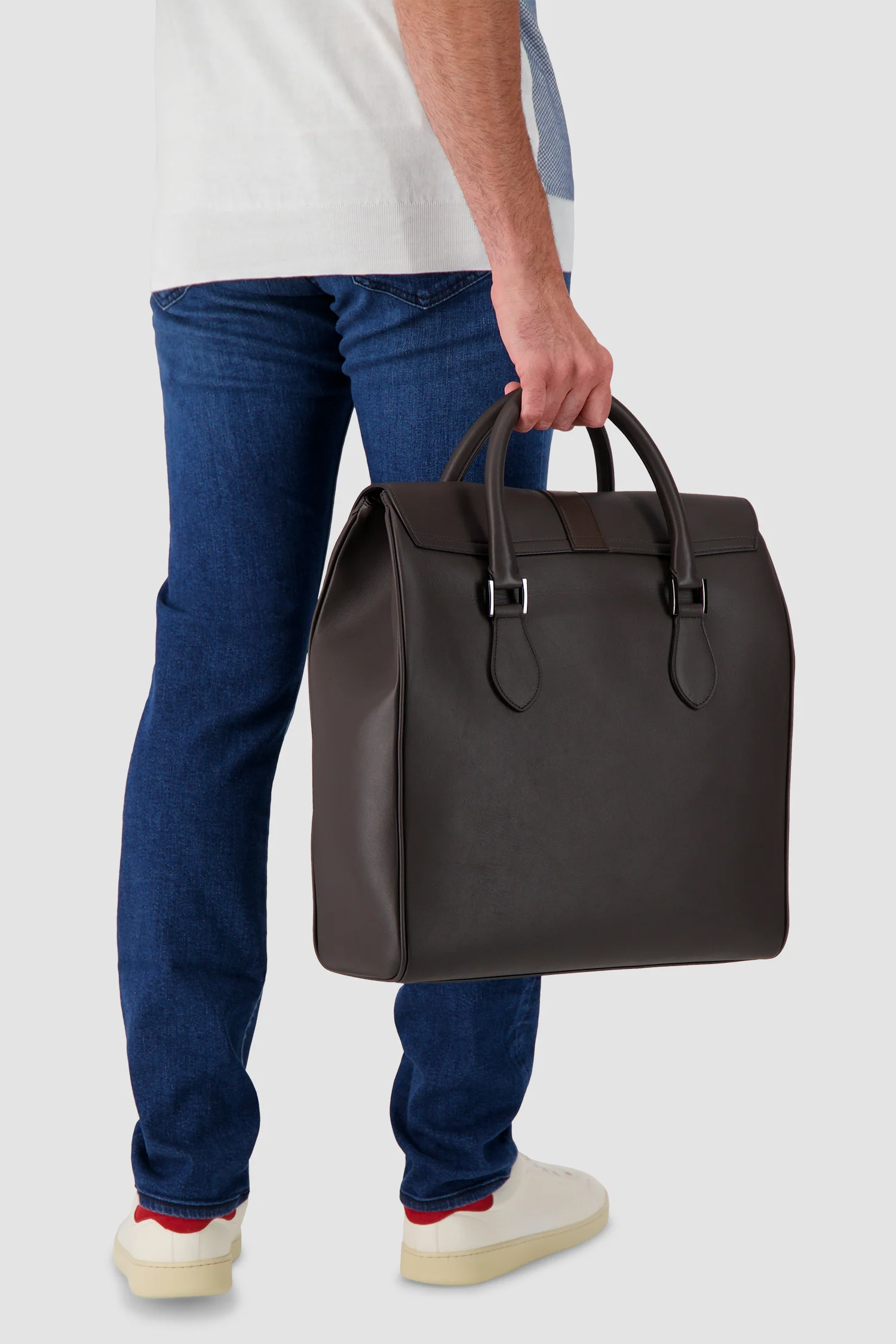Kiton Brown Calfskin Shopper Bag - Image 8