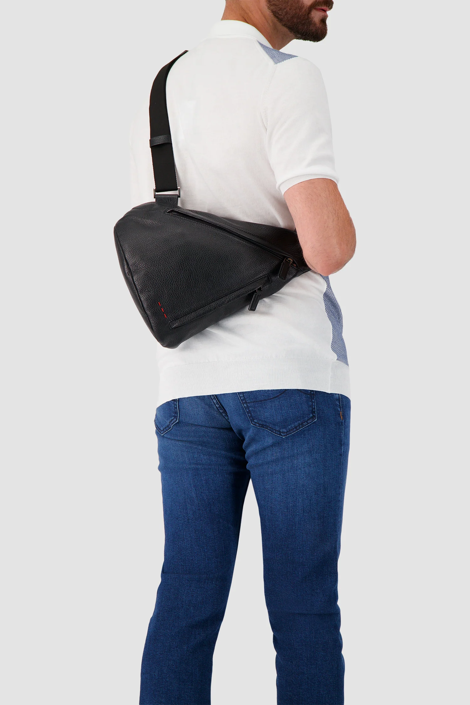 Kiton Black Deerskin Mono Crossbody - Image 10