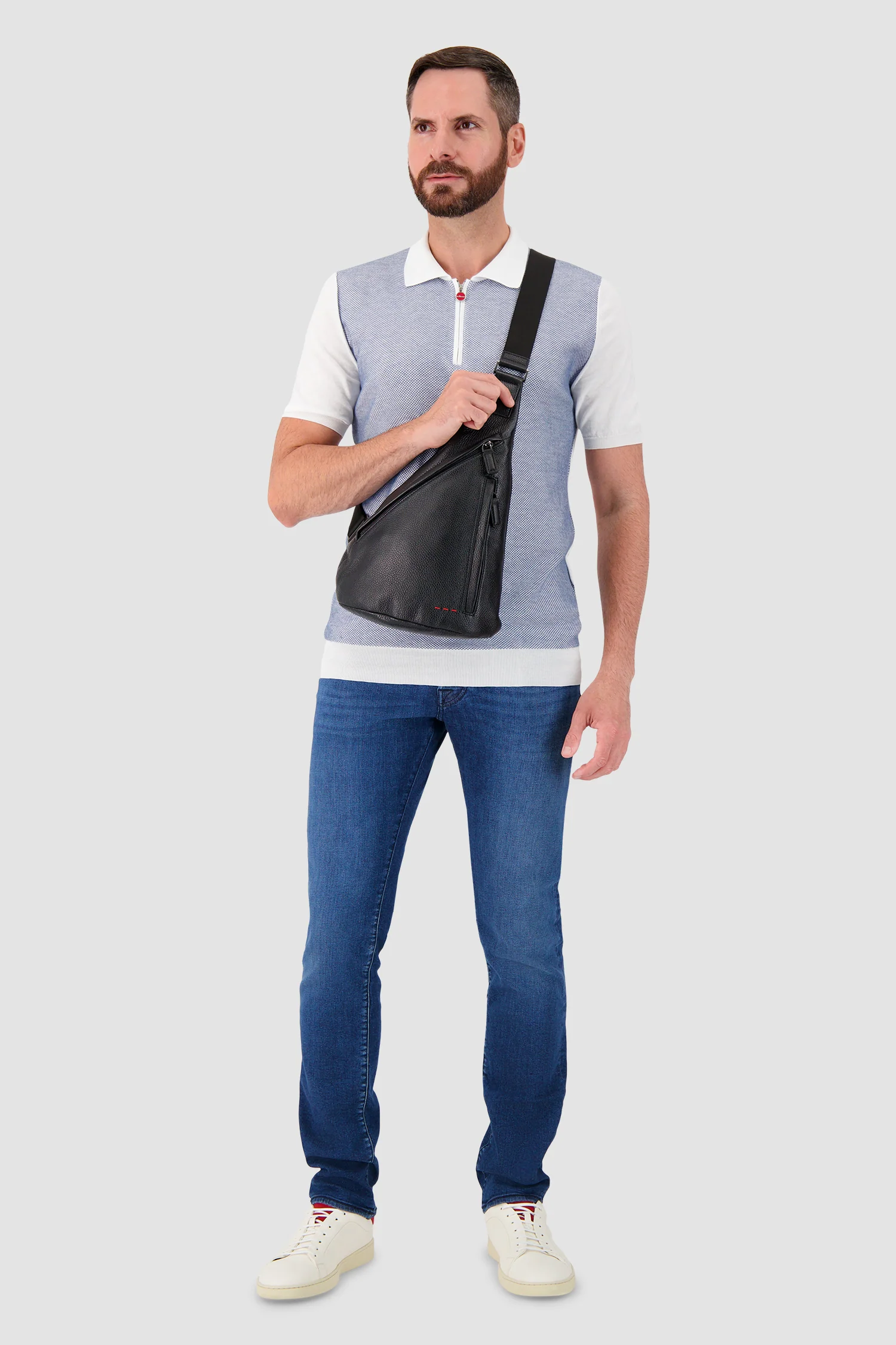 Kiton Black Deerskin Mono Crossbody - Image 9