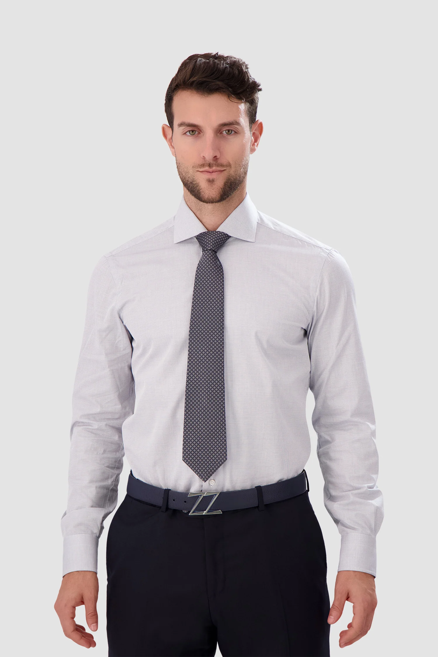 Kiton Black/Grey Silk Tie - Image 2