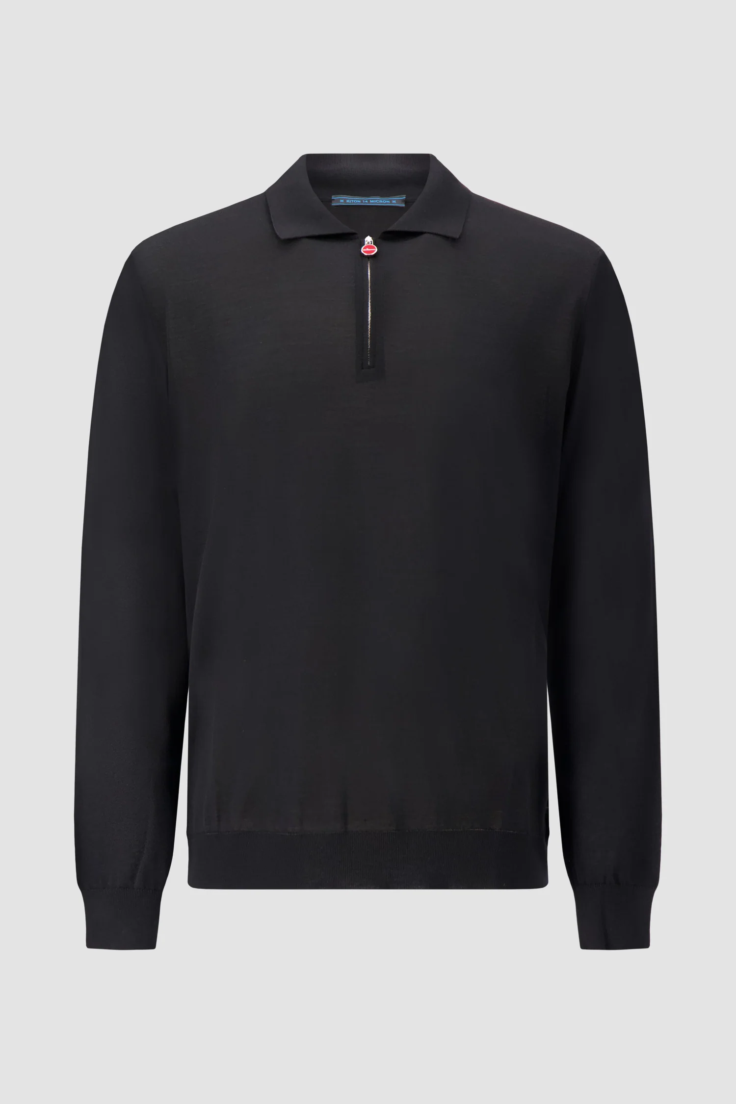 Kiton Black Half-Zip Polo Sweater