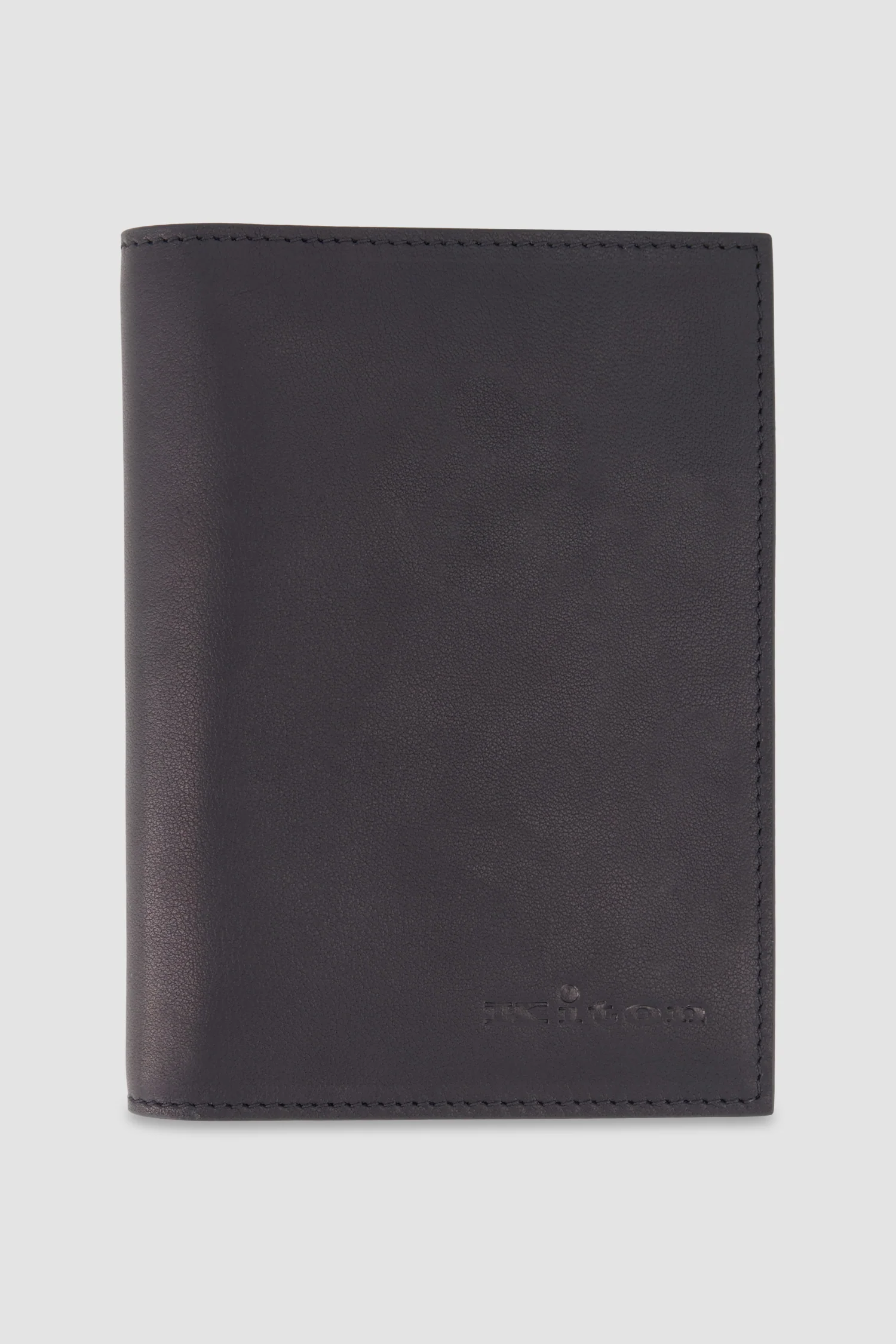 Kiton Black Leather Passport Holder
