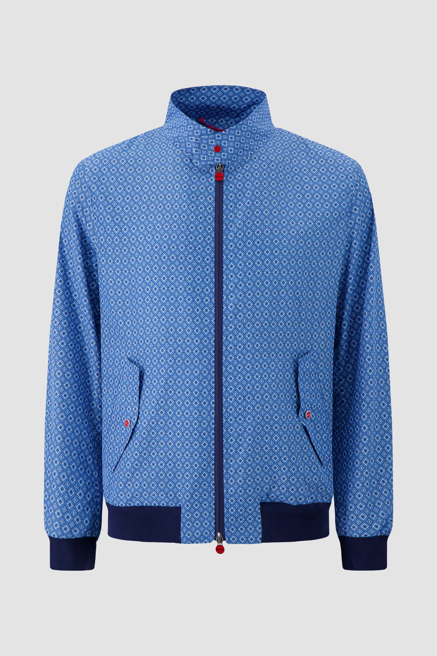 Kiton Blue Geometric Print Zip Jacket