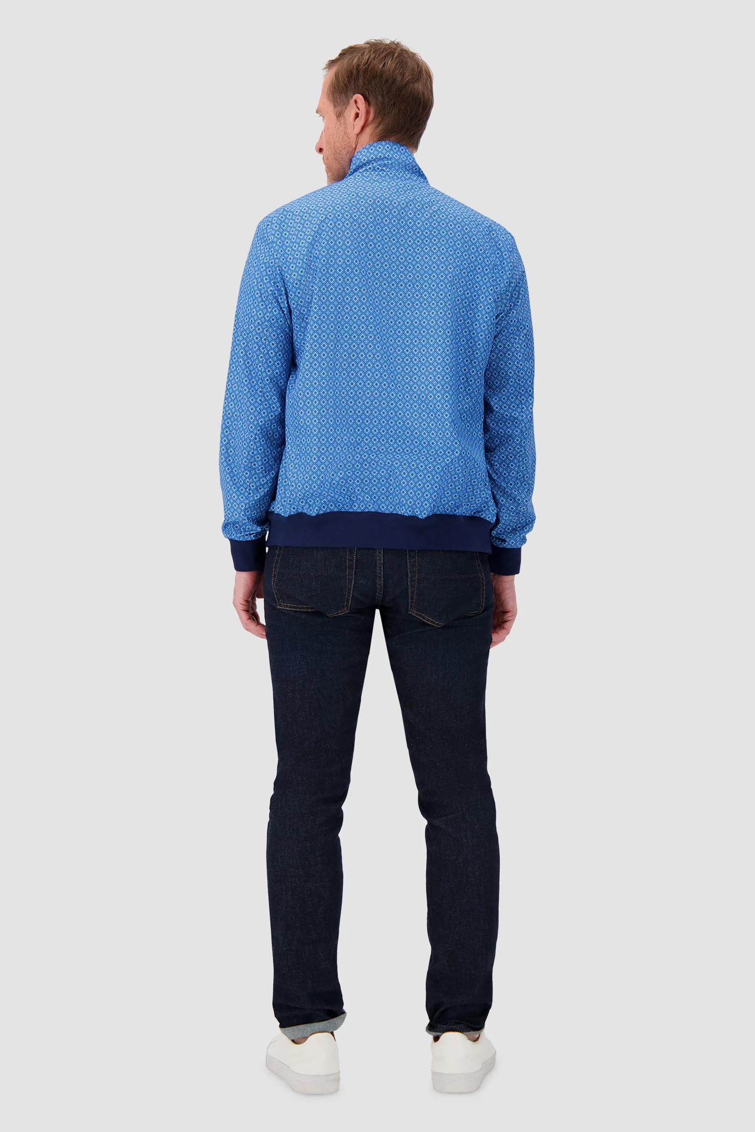 Kiton Blue Geometric Print Zip Jacket - Image 5
