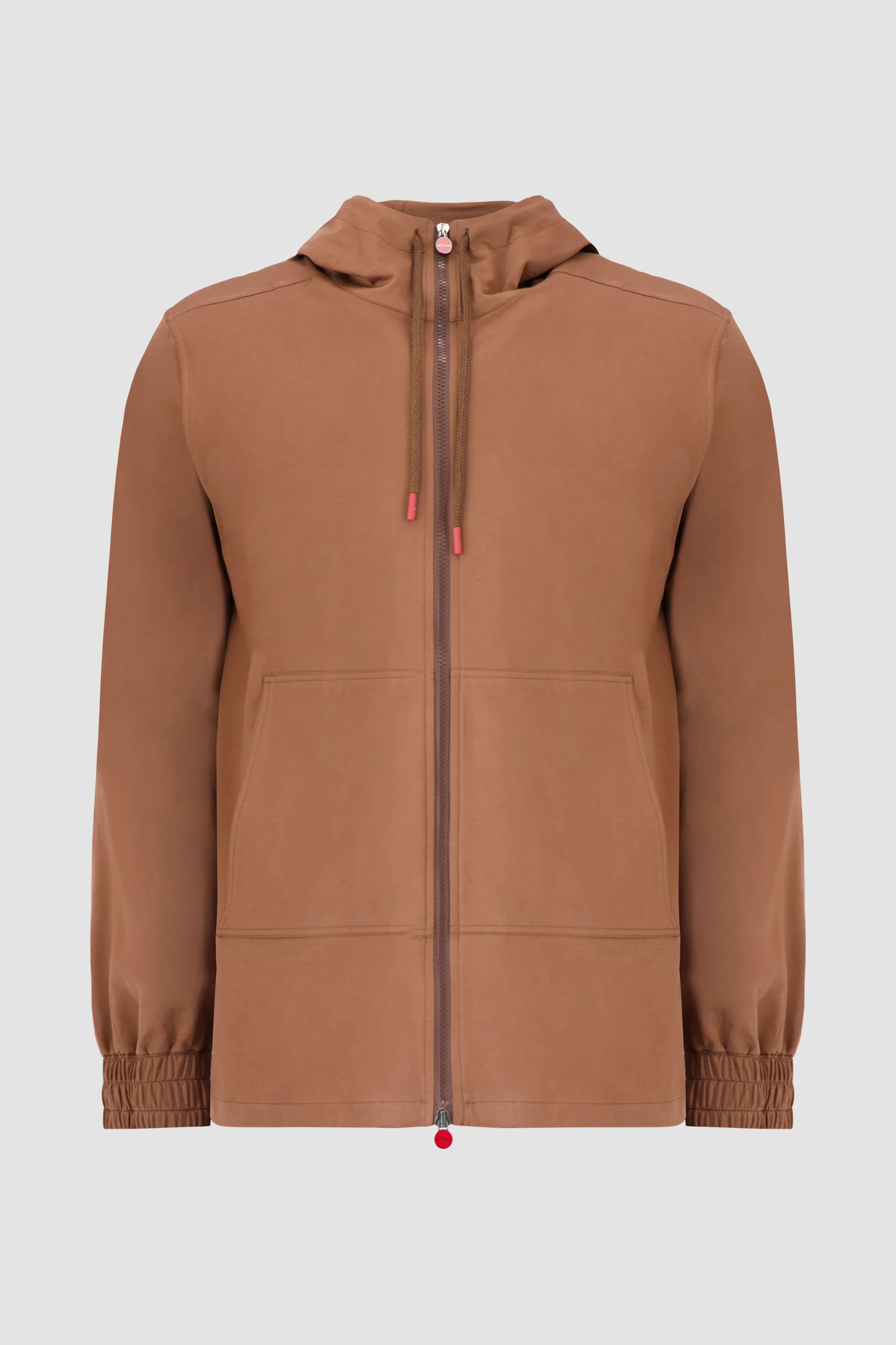 Kiton Brown Hooded Zipped Sweatshirt