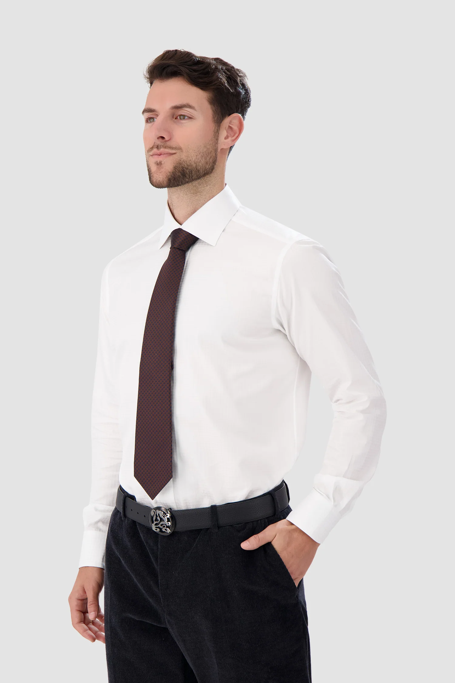 Kiton Brown/Navy Silk Tie - Image 3
