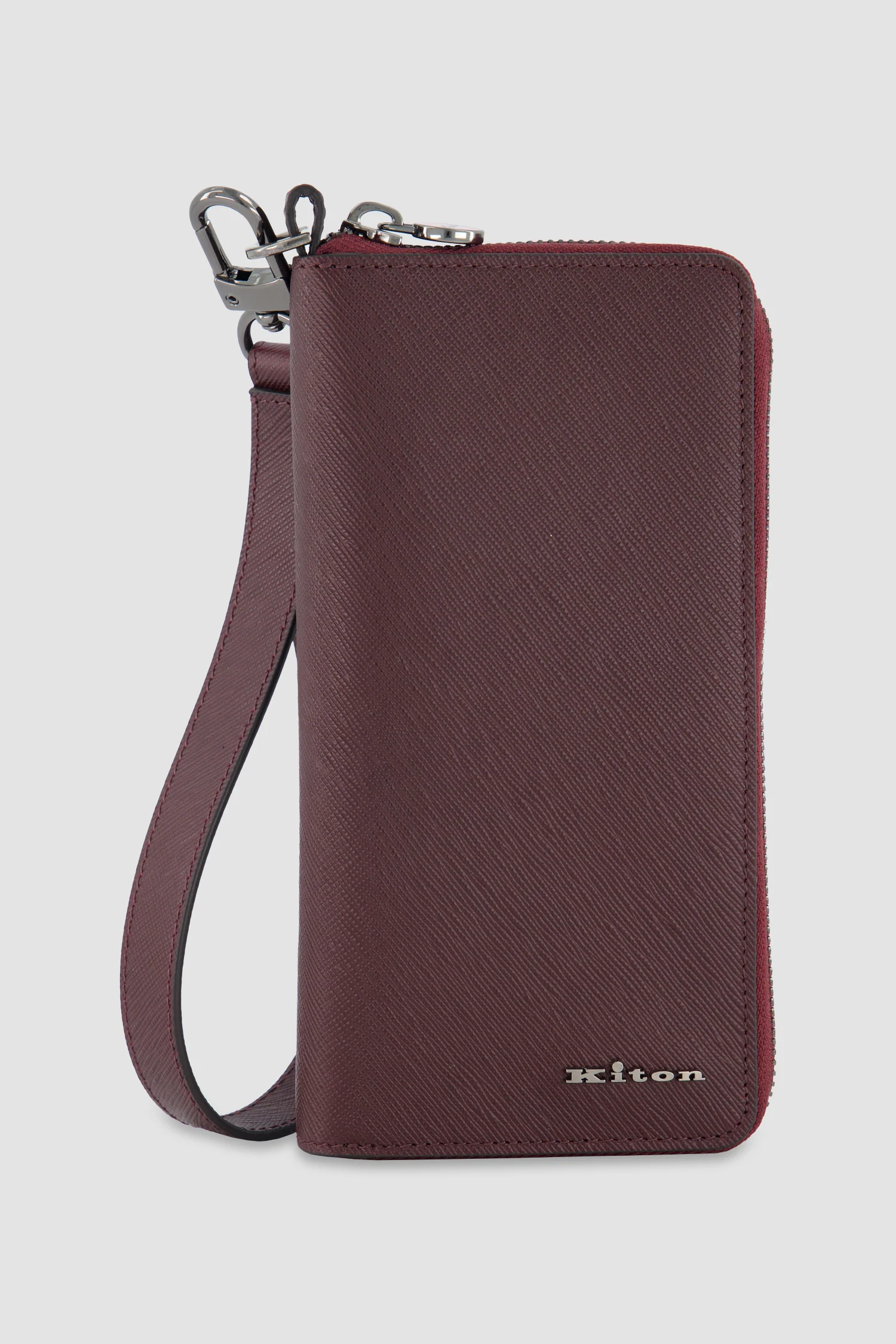 Kiton Burgundy Calfskin Phone Holder