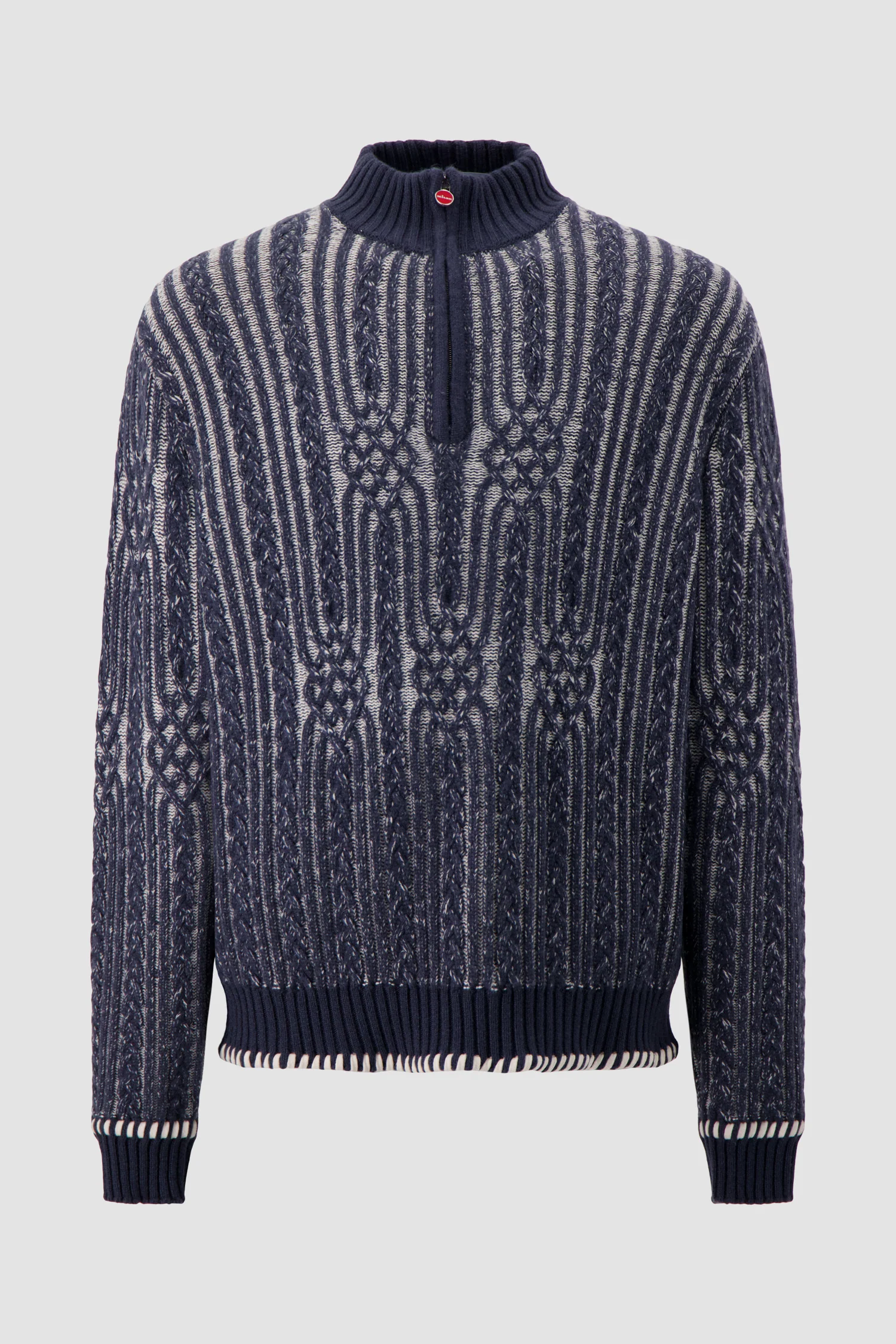 Kiton Navy Cable Knit Sweater
