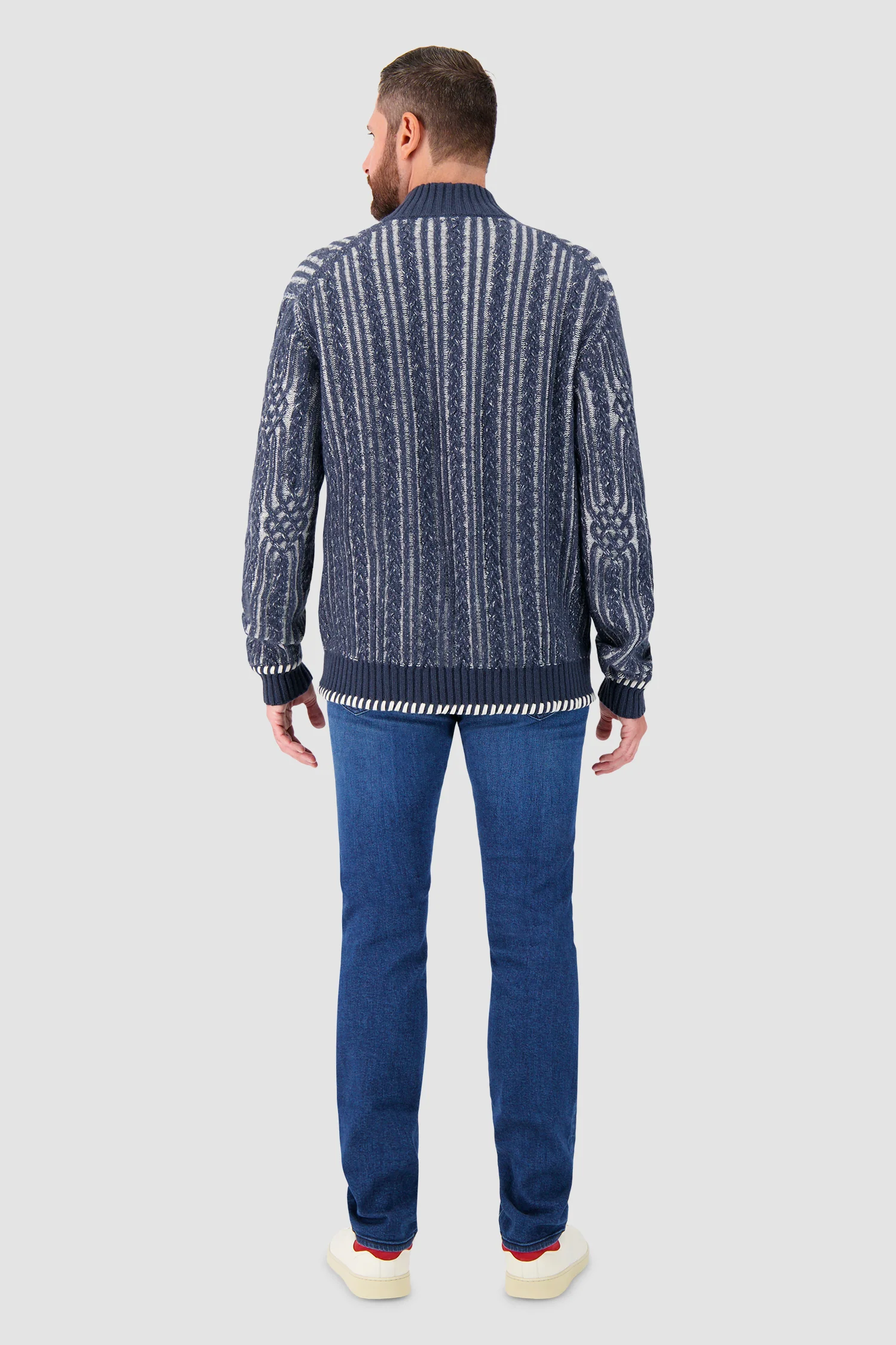 Kiton Navy Cable Knit Sweater - Image 5