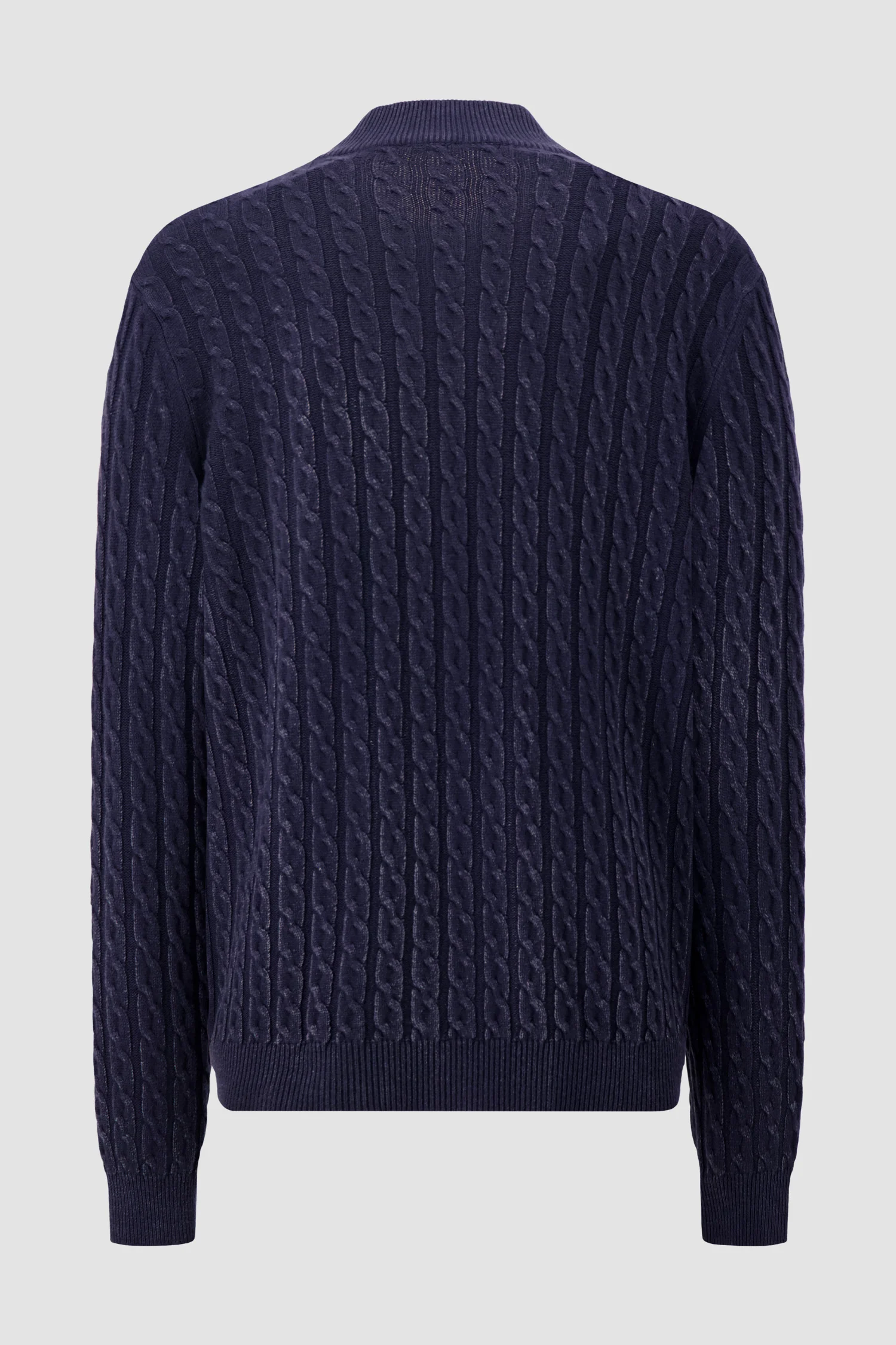 Kiton Navy Zip Cable Knit Sweater - Image 2