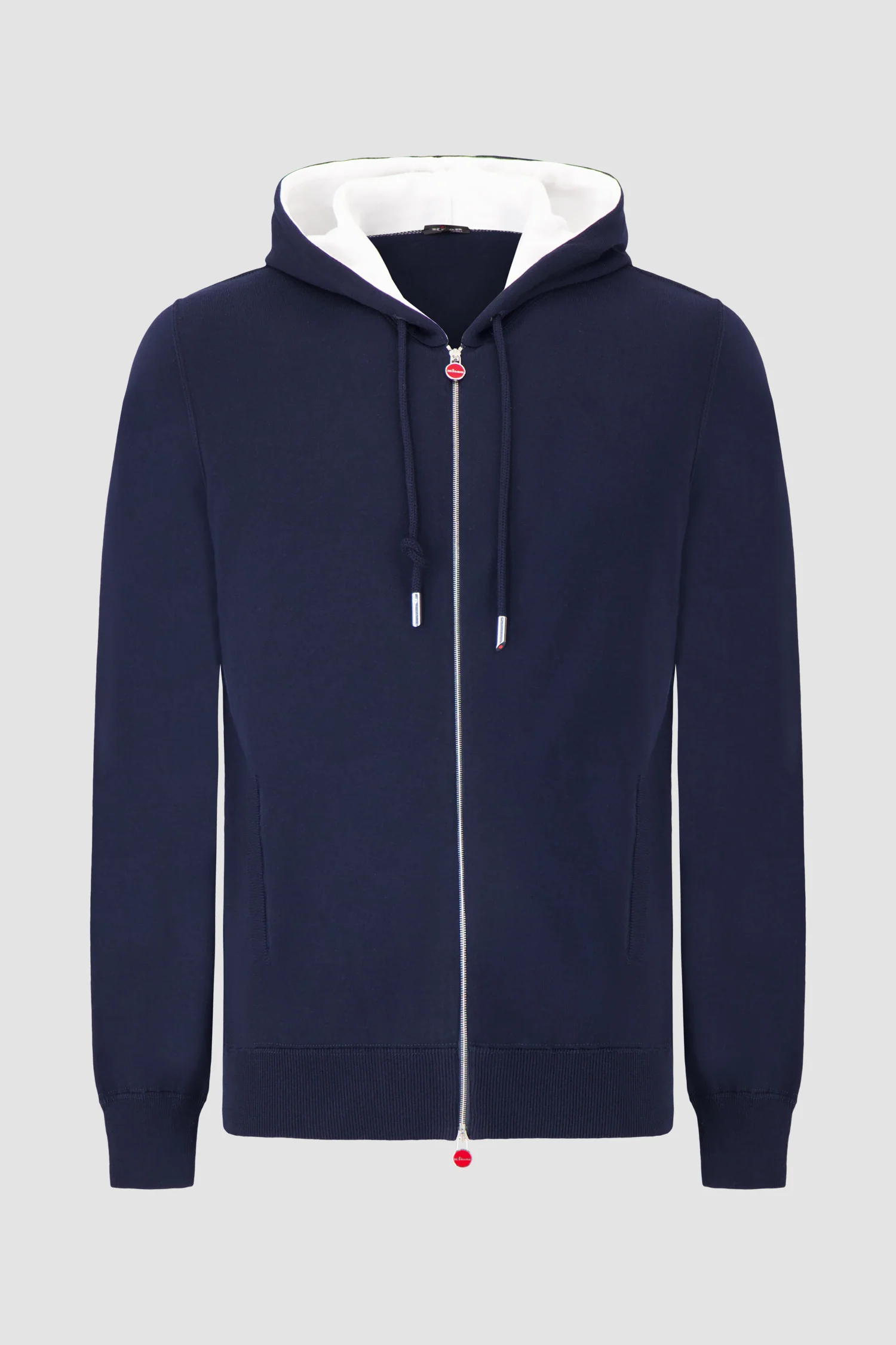 Kiton Dark Blue/White Zipped Hoodie