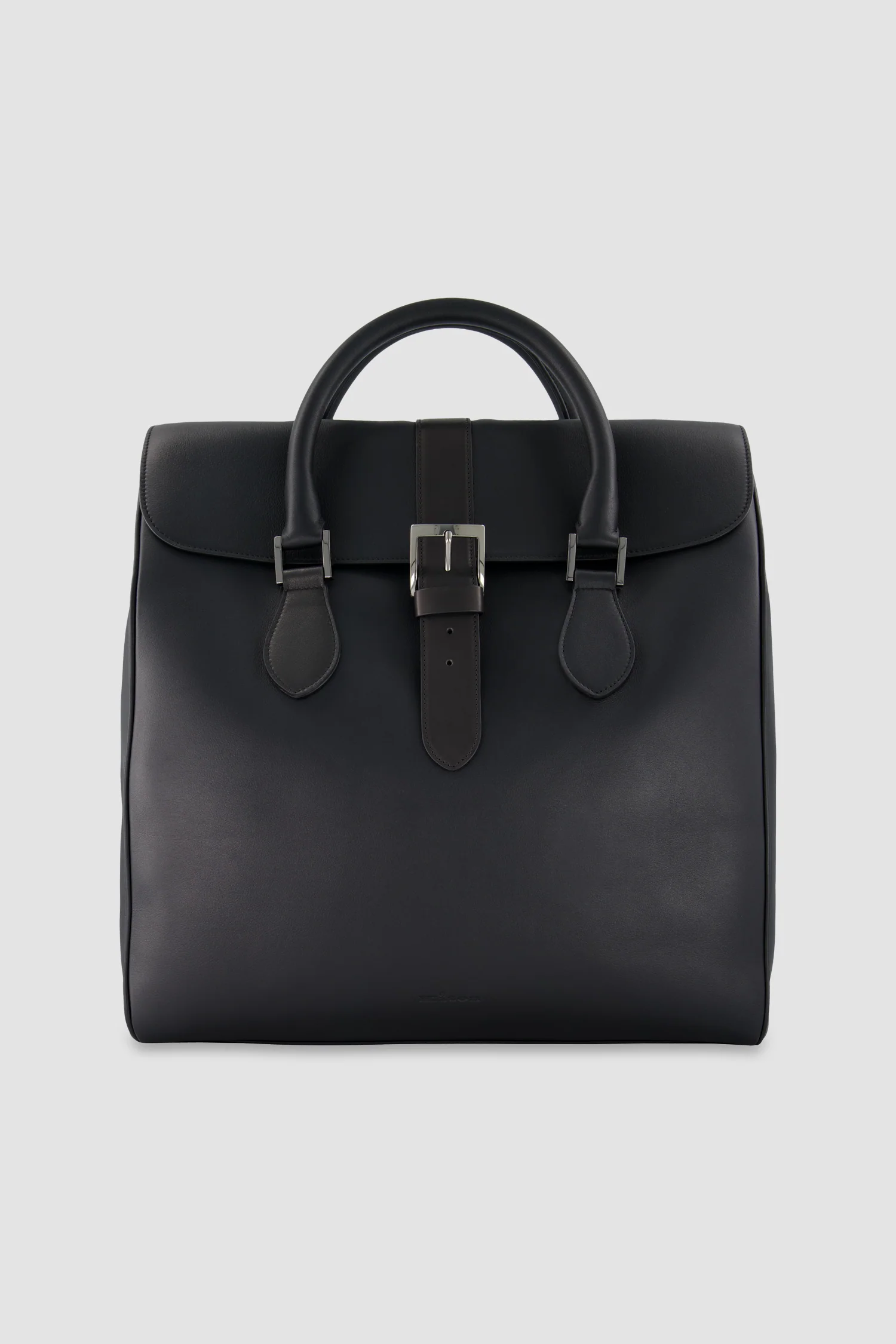 Kiton Black Calfskin Shopper Bag