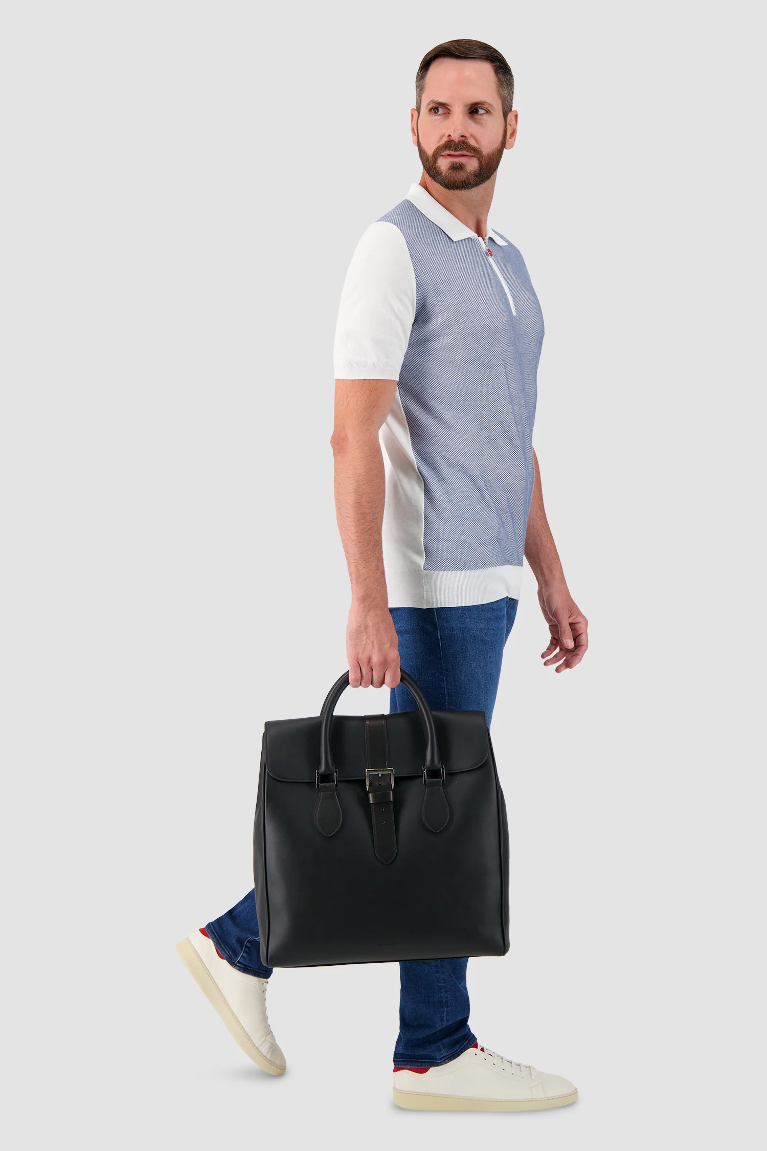 Kiton Black Calfskin Shopper Bag - Image 4