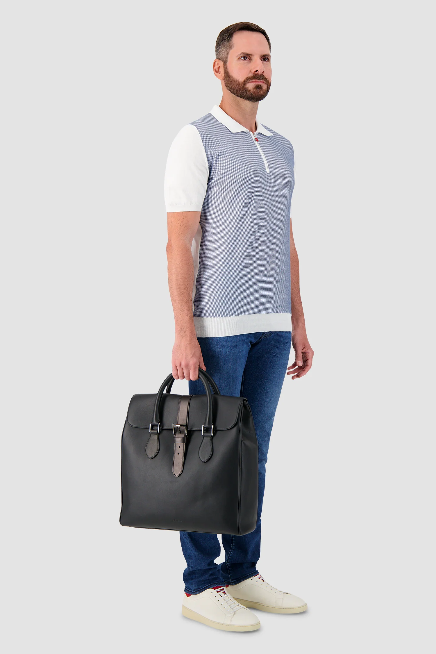 Kiton Black Calfskin Shopper Bag - Image 5