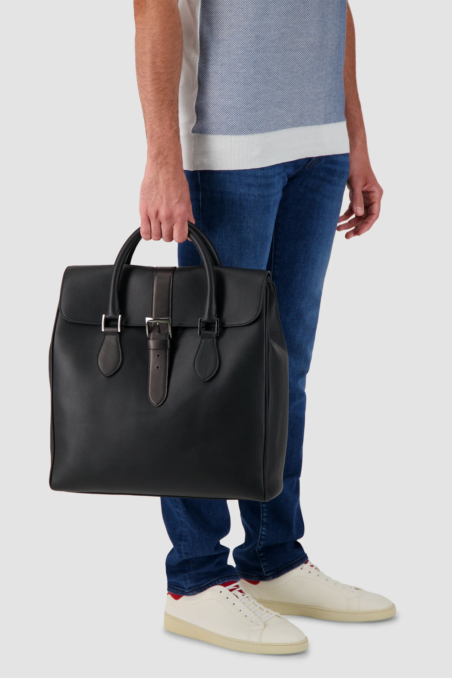 Kiton Black Calfskin Shopper Bag - Image 6