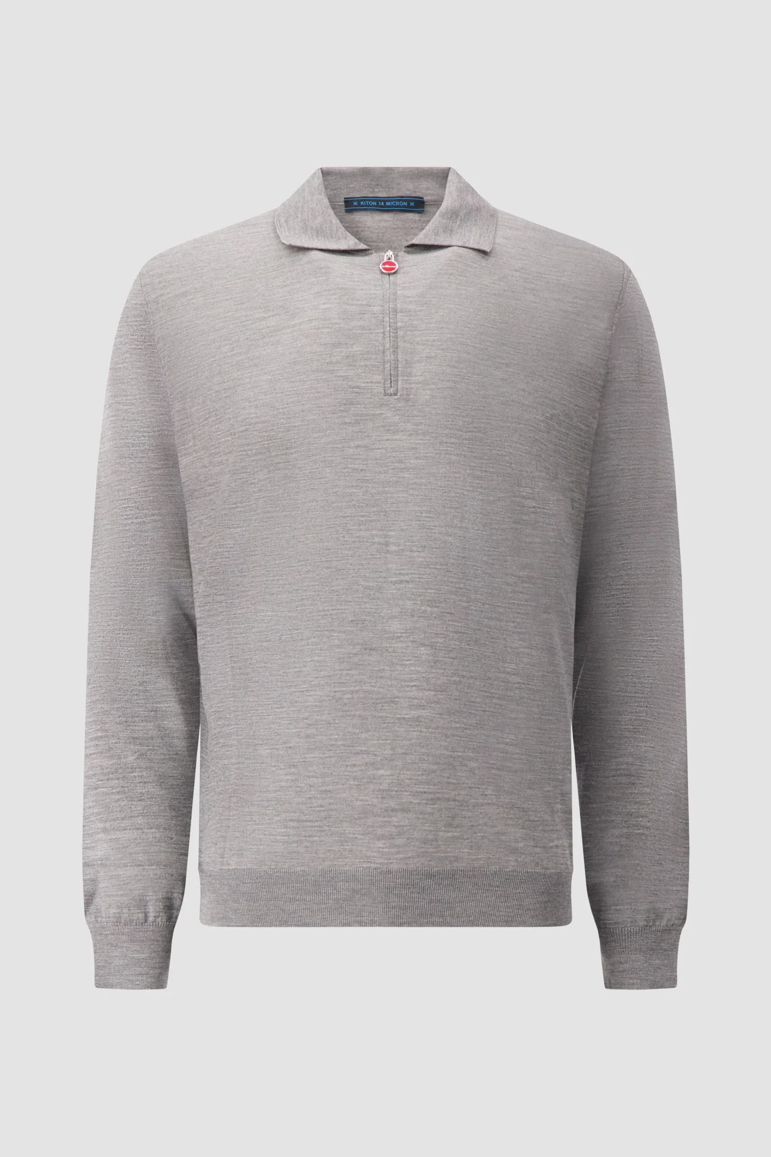 Kiton Grey Half-Zip Polo Sweater