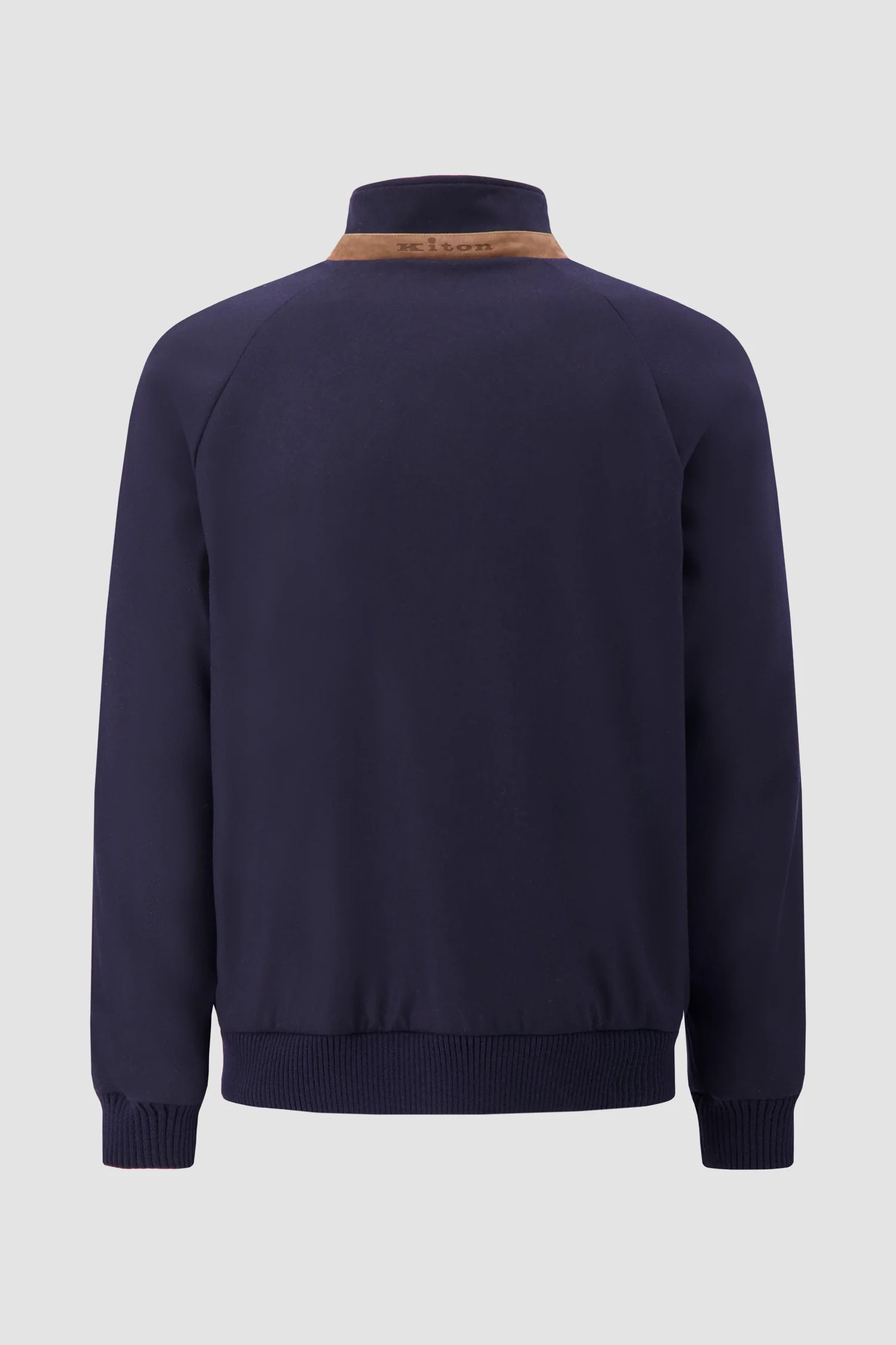 Kiton Navy Zip-Front Bomber Jacket - Image 2