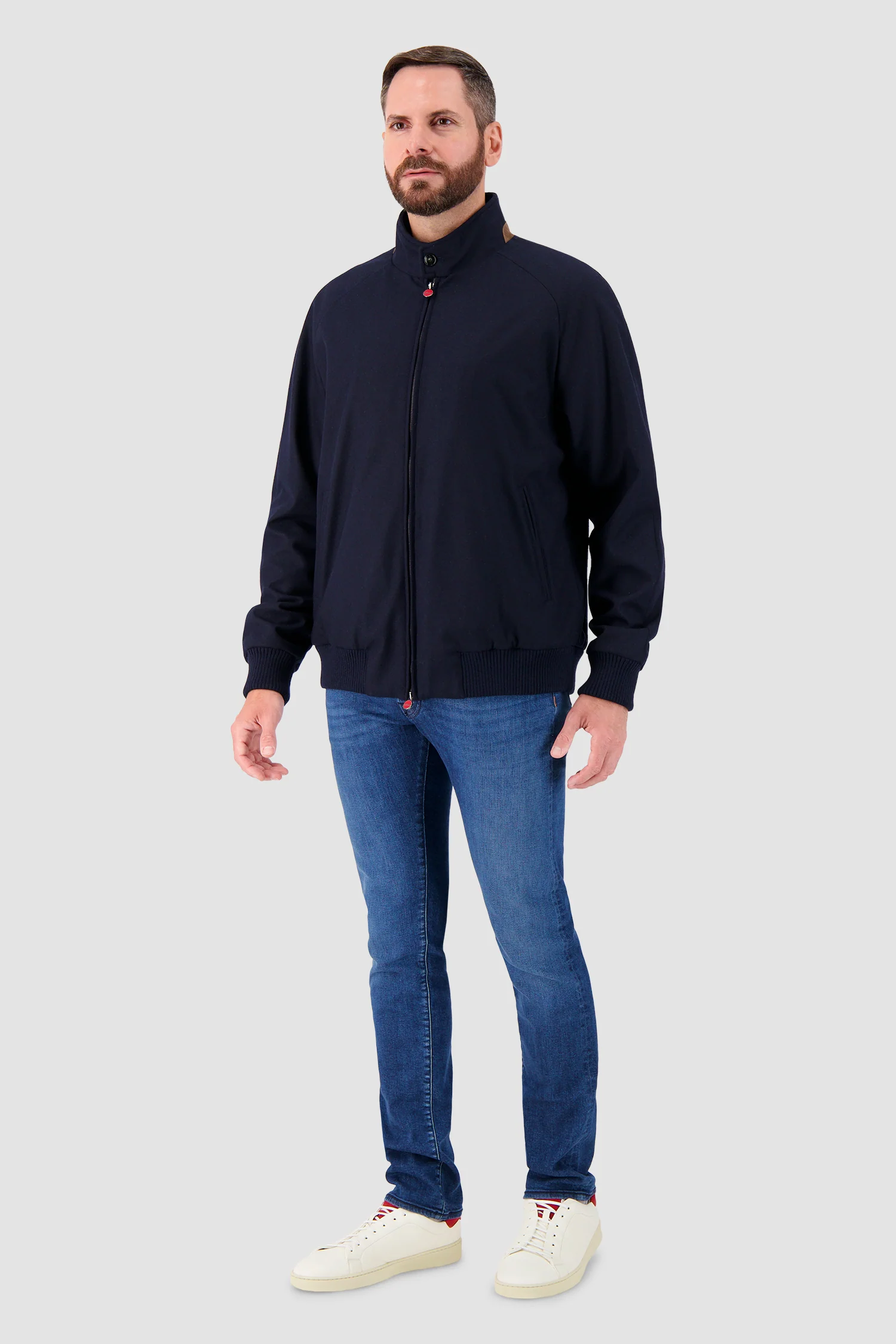 Kiton Navy Zip-Front Bomber Jacket - Image 4