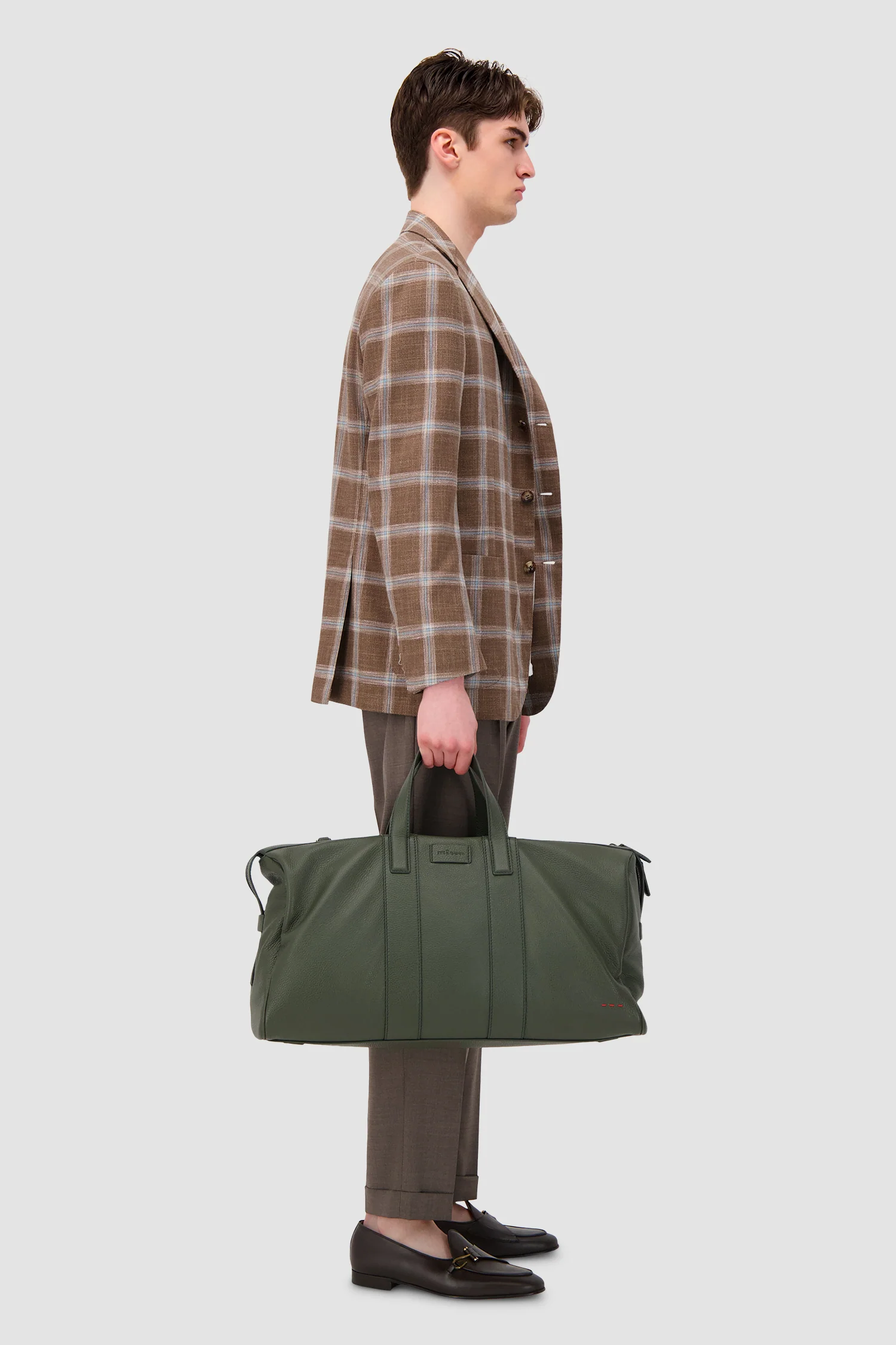 Kiton Military Green Deerskin Travel Bag - Image 5