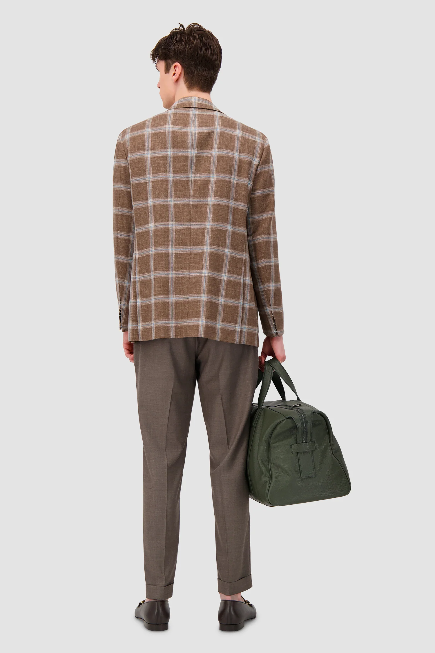 Kiton Military Green Deerskin Travel Bag - Image 6