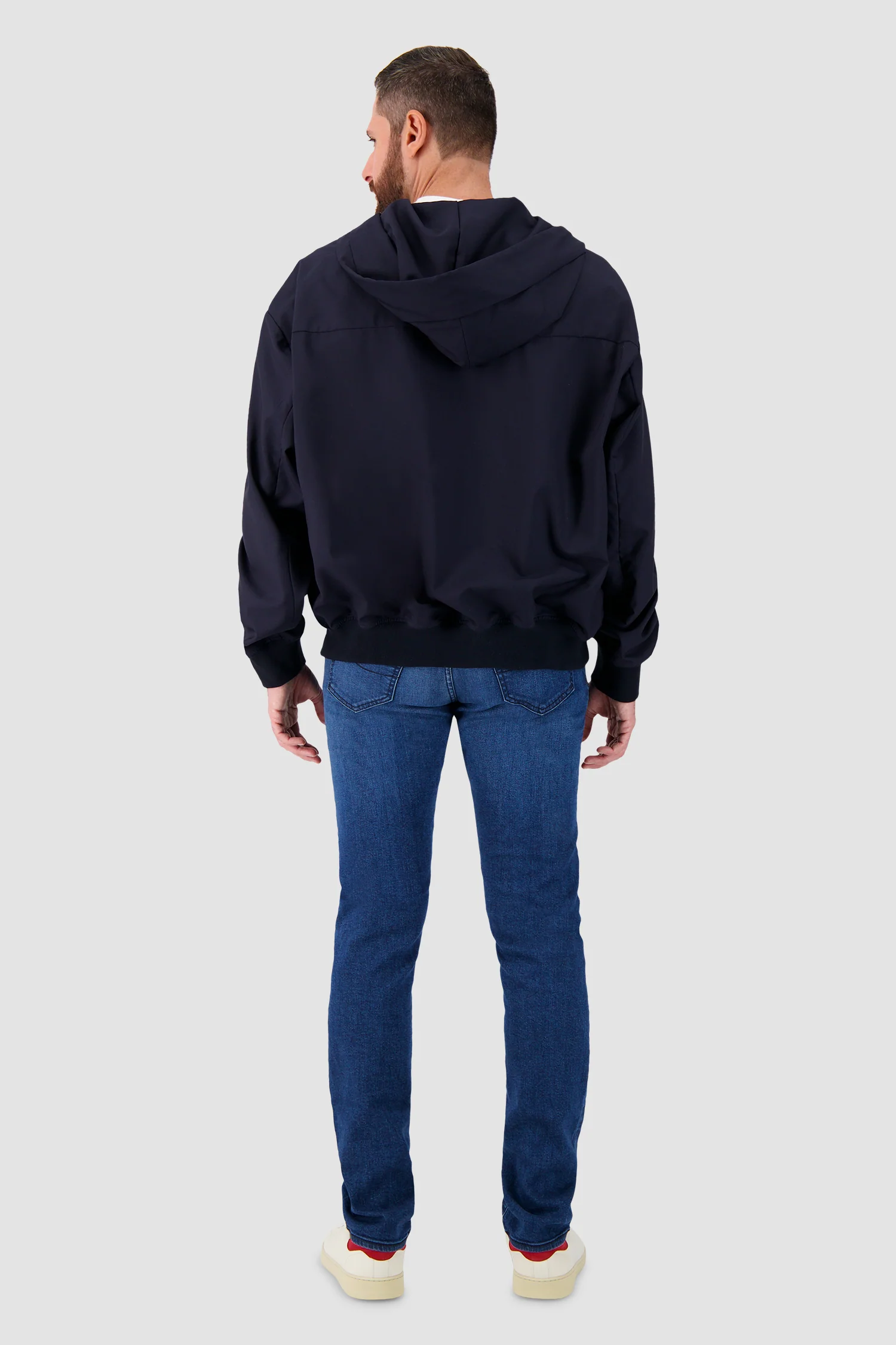 Kiton Black Hooded Zip Bomber Jacket - Image 5