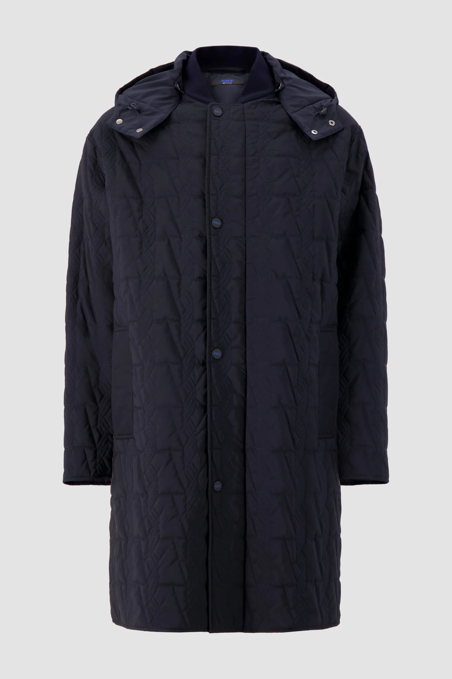 Kiton Navy Quilted Hooded Overcoat