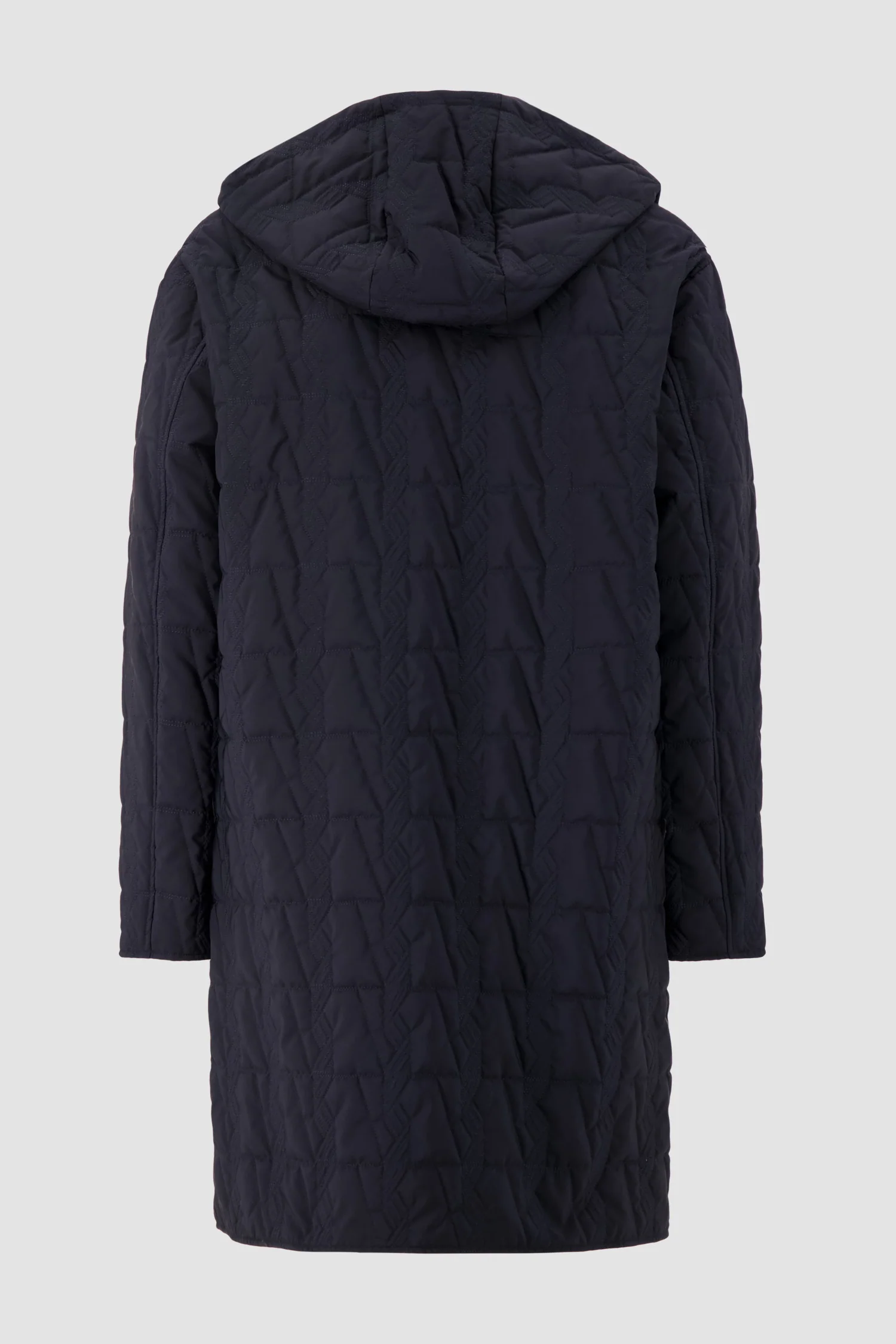 Kiton Navy Quilted Hooded Overcoat - Image 3
