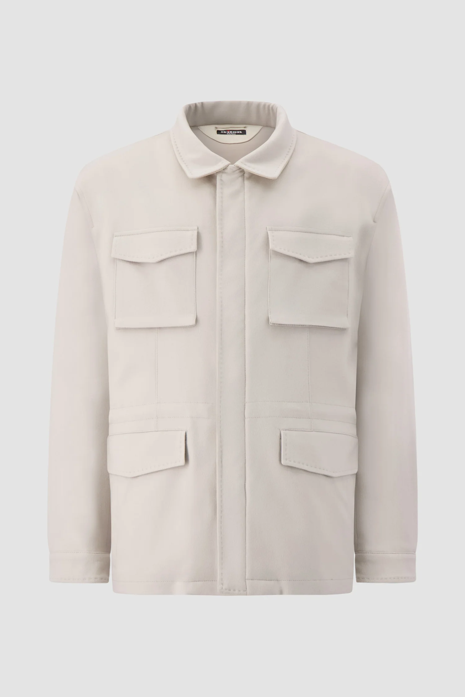 Kiton Off White Cashmere Utility Jacket