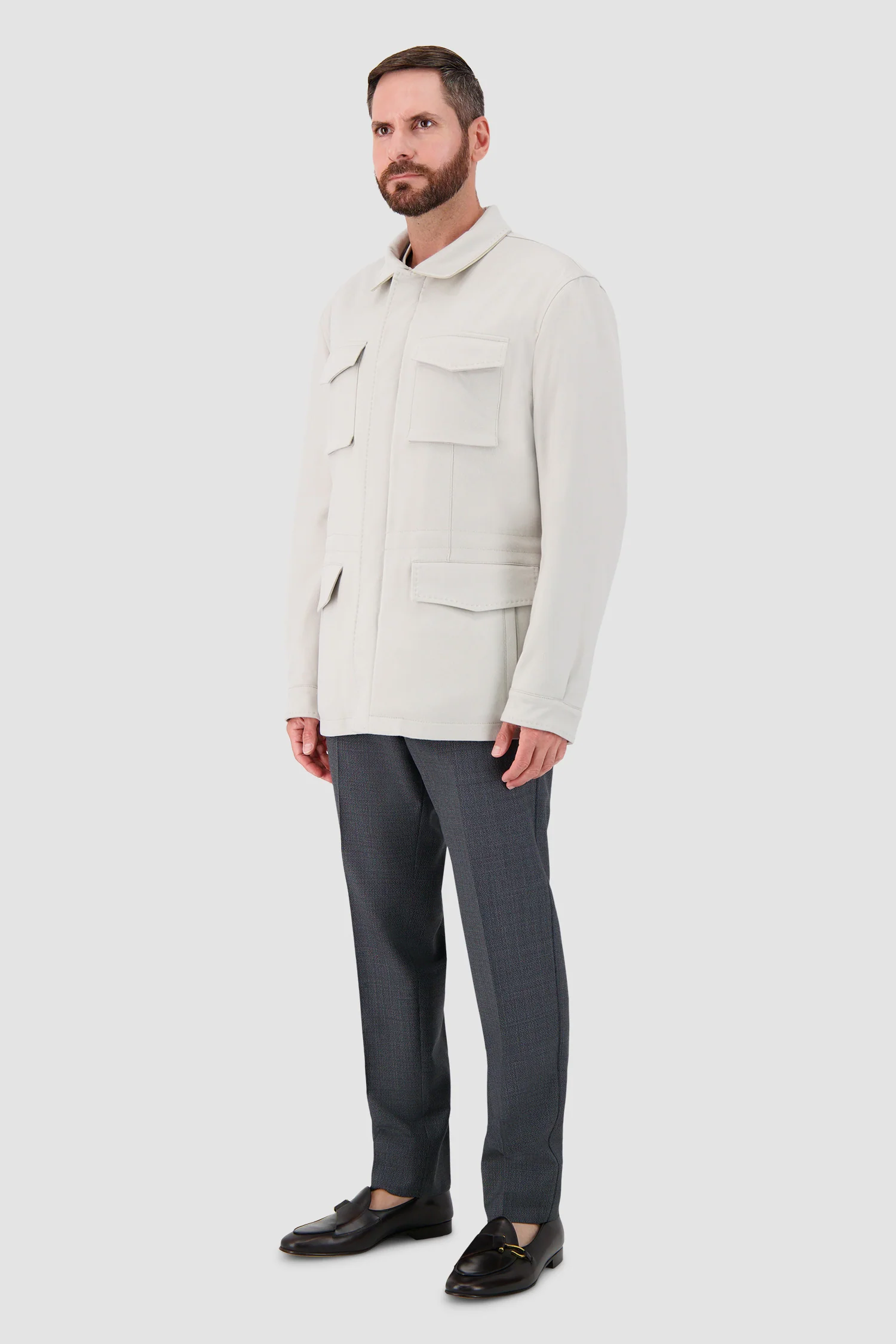 Kiton Off White Cashmere Utility Jacket - Image 7
