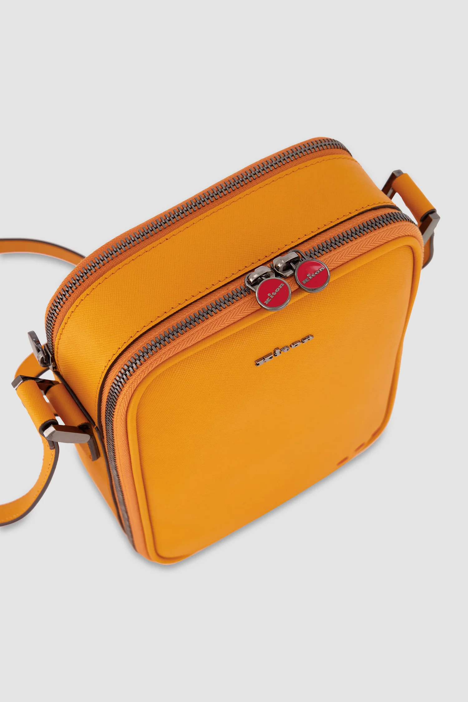 Kiton Orange Calfskin Shoulder Bag - Image 4