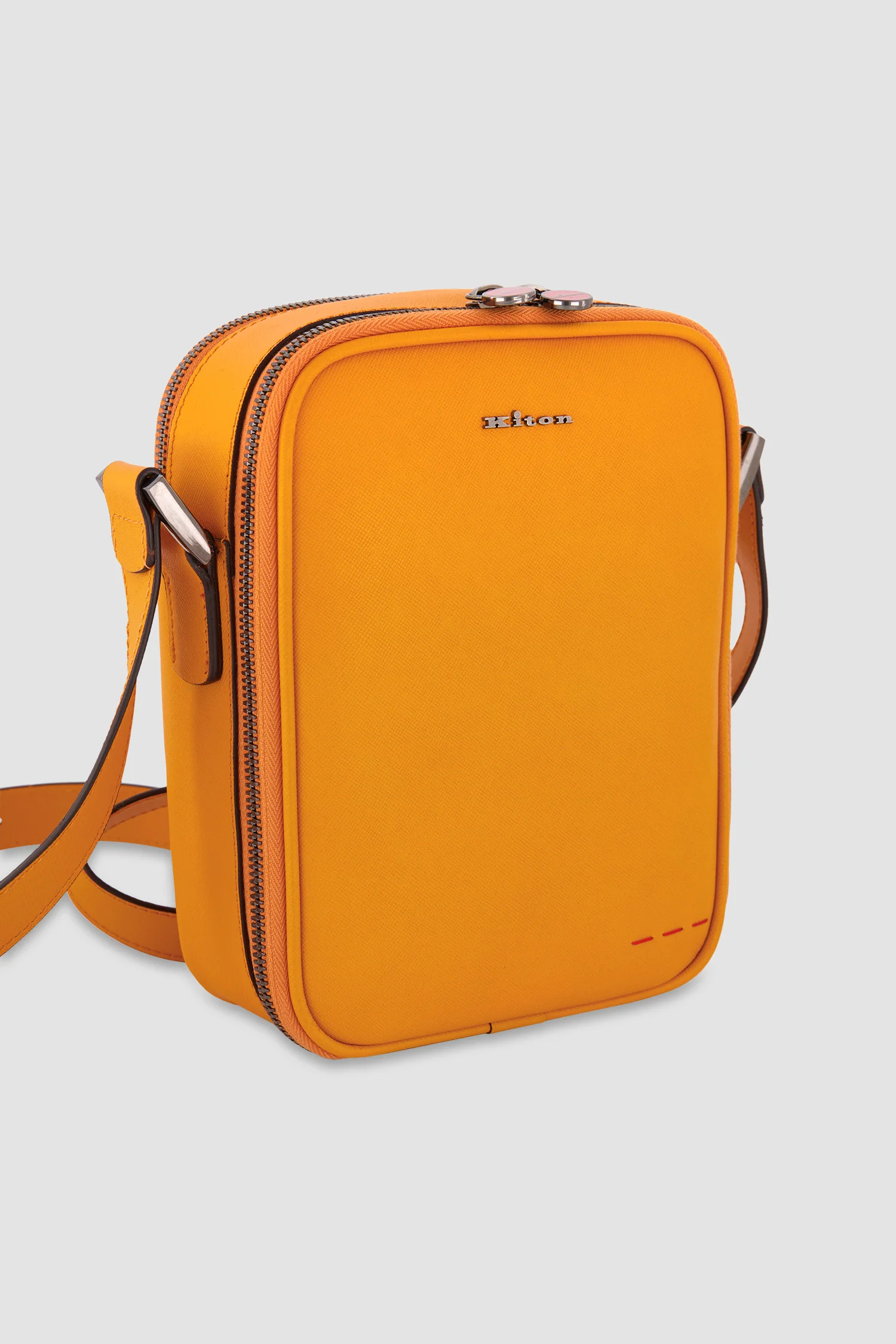 Kiton Orange Calfskin Shoulder Bag - Image 5