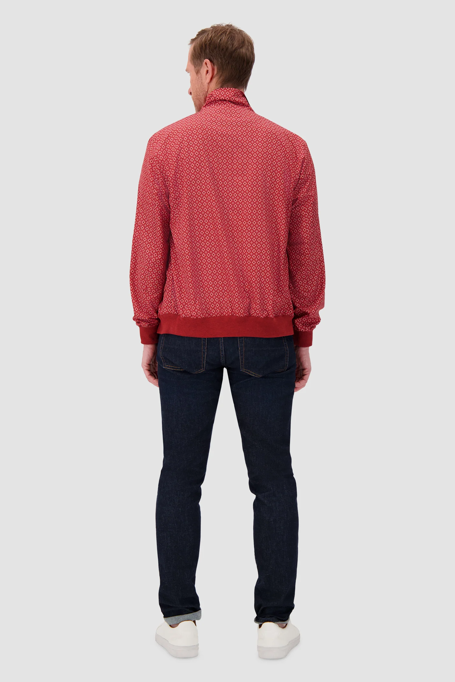 Kiton Red Geometric Print Zip Jacket - Image 5